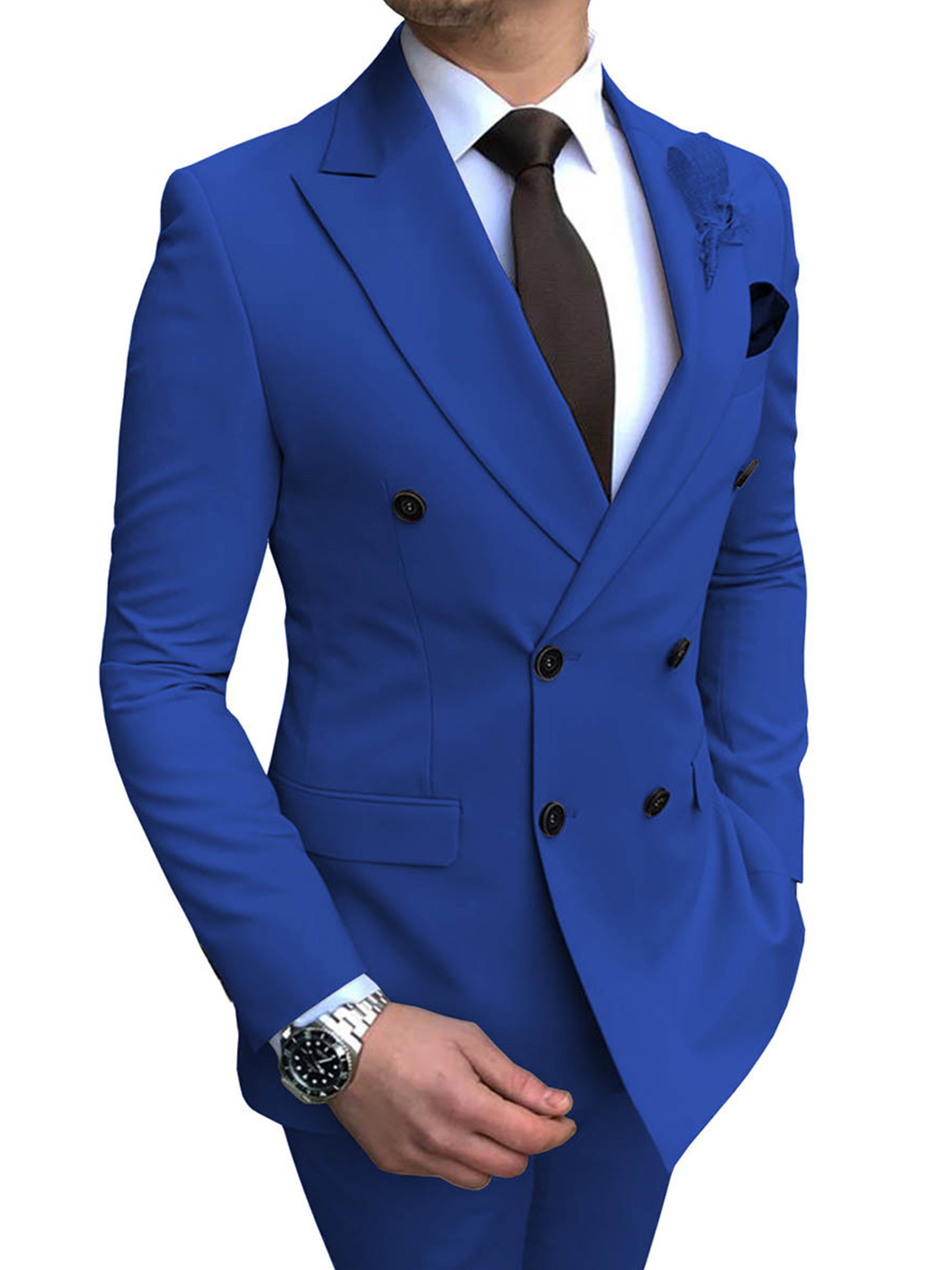 Herren Slim Fit 2 Stück Smokings Business Hochzeit Anzüge