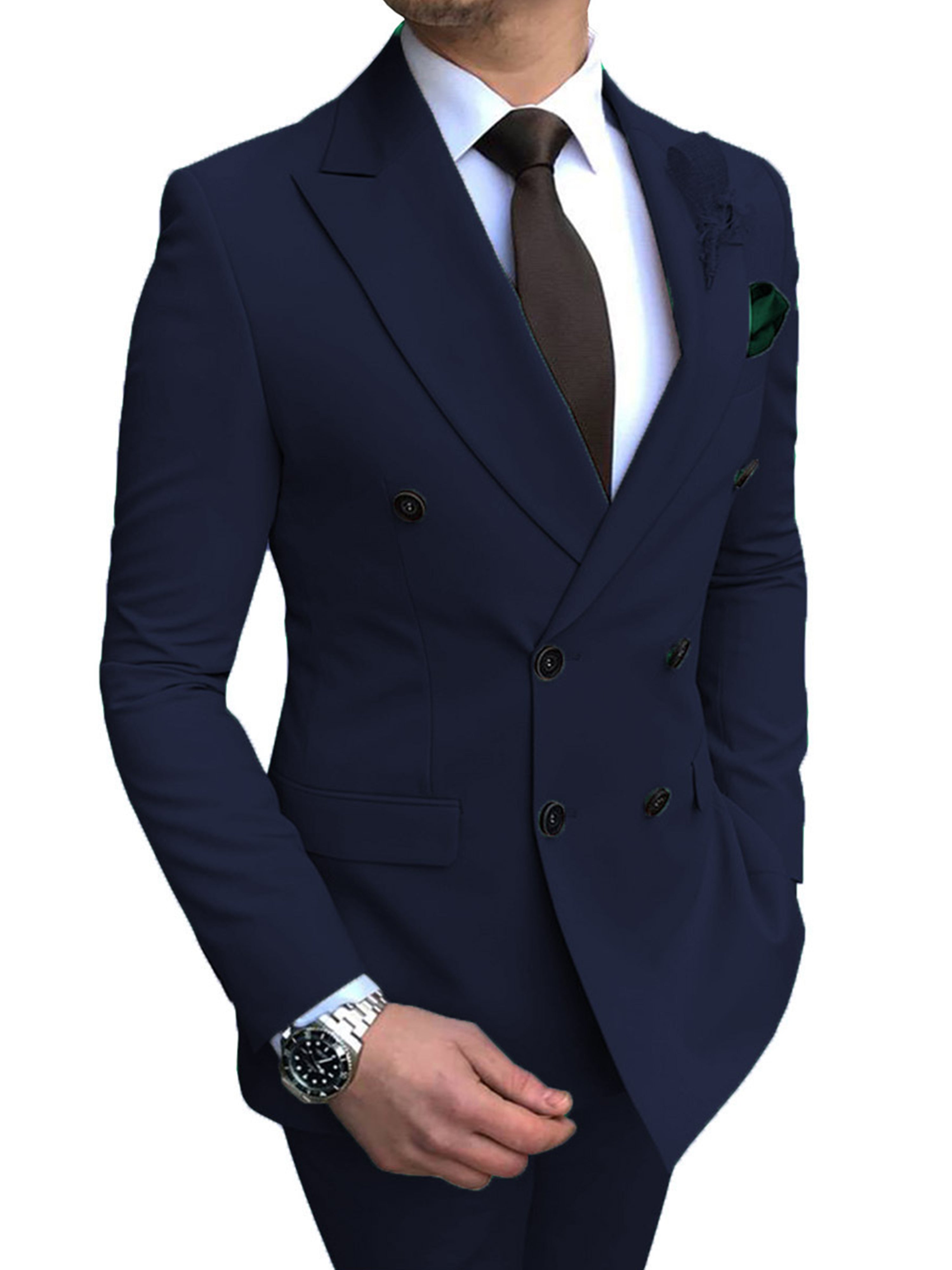 Herren Slim Fit 2 Stück Smokings Business Hochzeit Anzüge