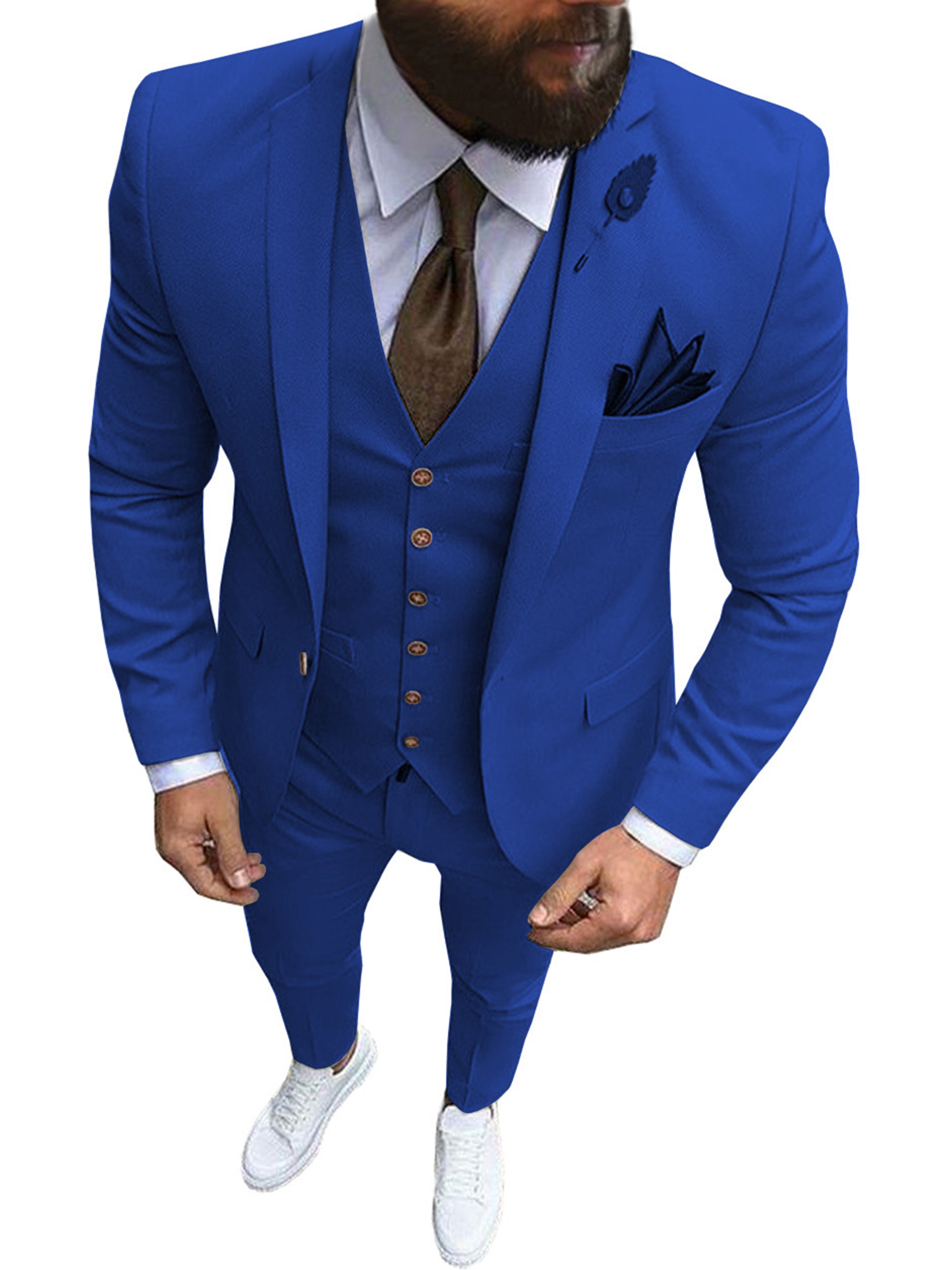 Männer 3-Pieces Hochzeit Kerbe Revers Groomsmen Slim Smoking Anzug