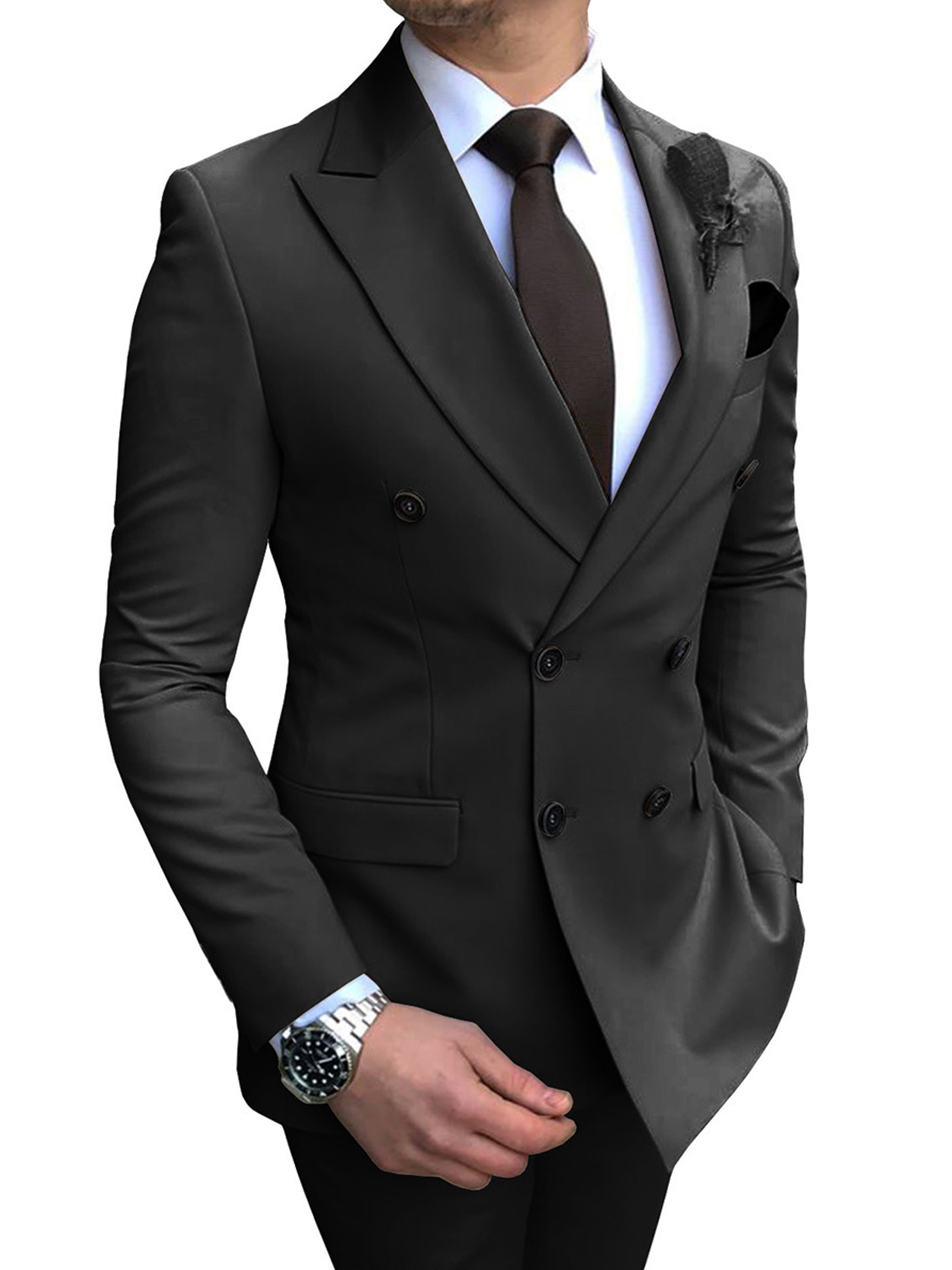 Herren Slim Fit 2 Stück Smokings Business Hochzeit Anzüge