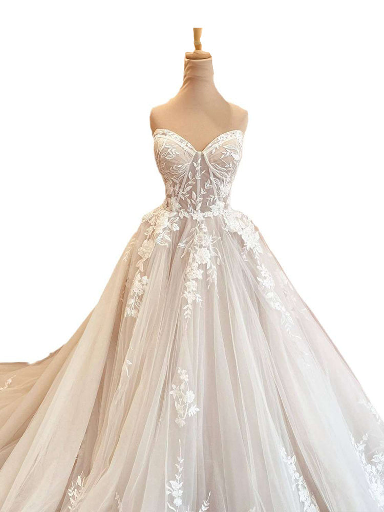 Prinzessin Spitze Brautkleid Sweetheart mit Appliques Brautkleid