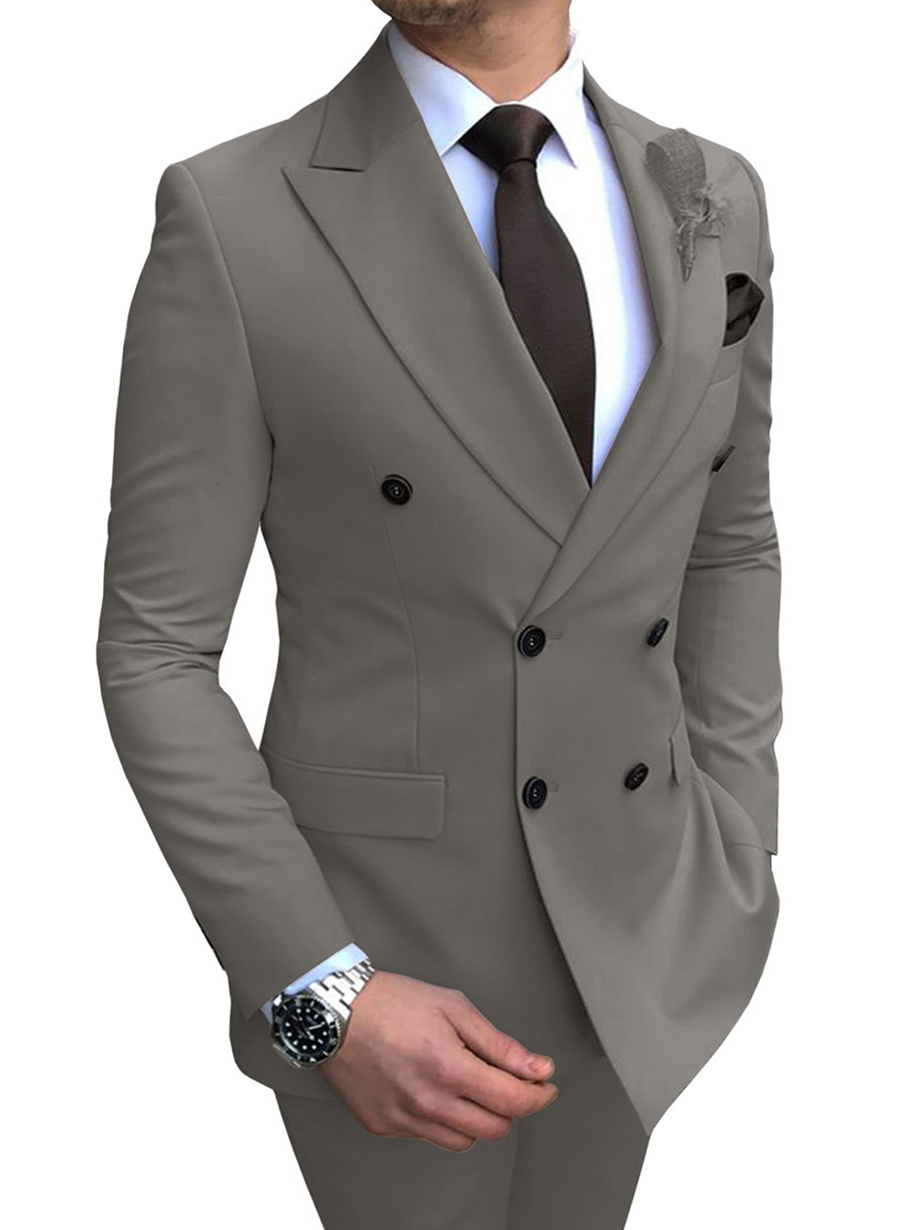 Herren Slim Fit 2 Stück Smokings Business Hochzeit Anzüge