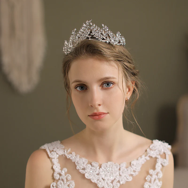 Gewölbte Kristall-Blätter Hochzeit Tiara