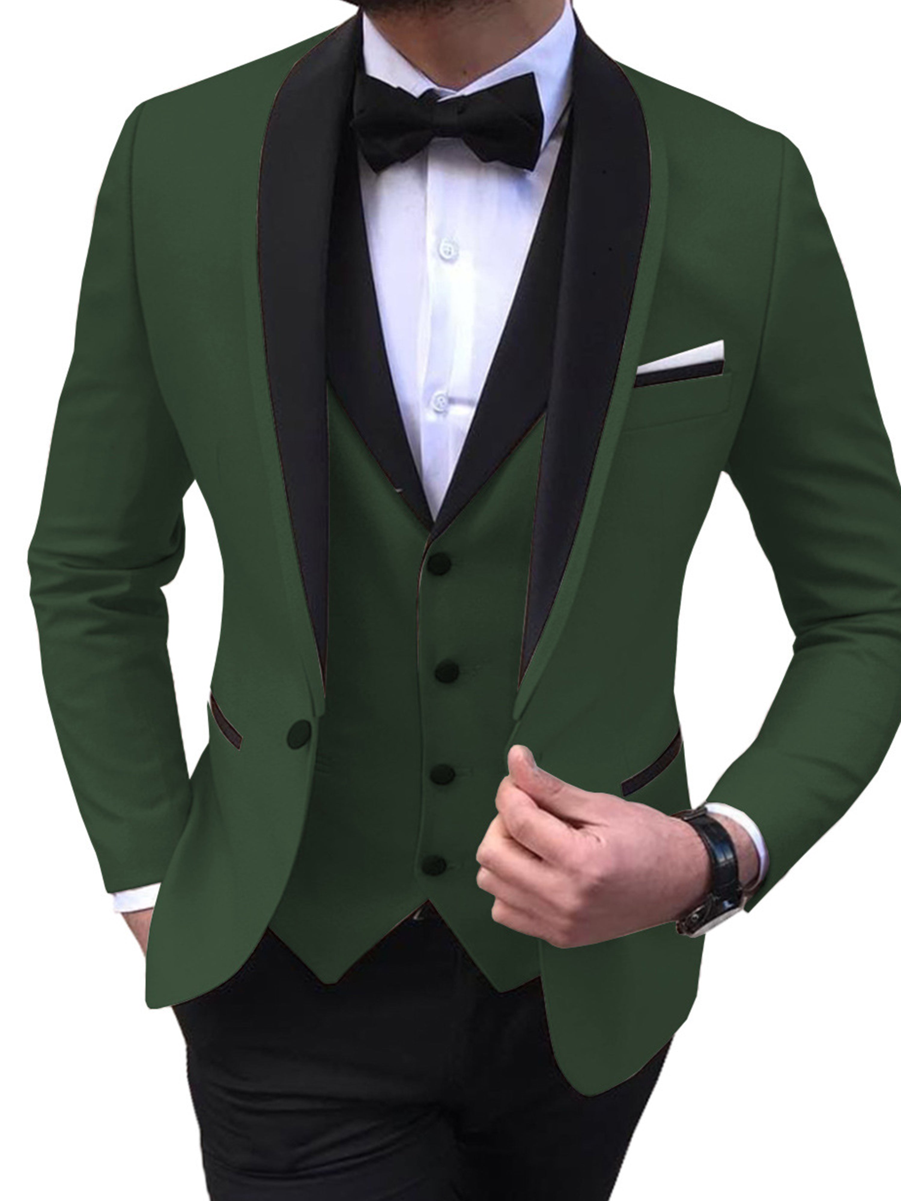 Herren Business Blazer 3 Stück Slim Fit Revers Classic Hochzeit Anzüge