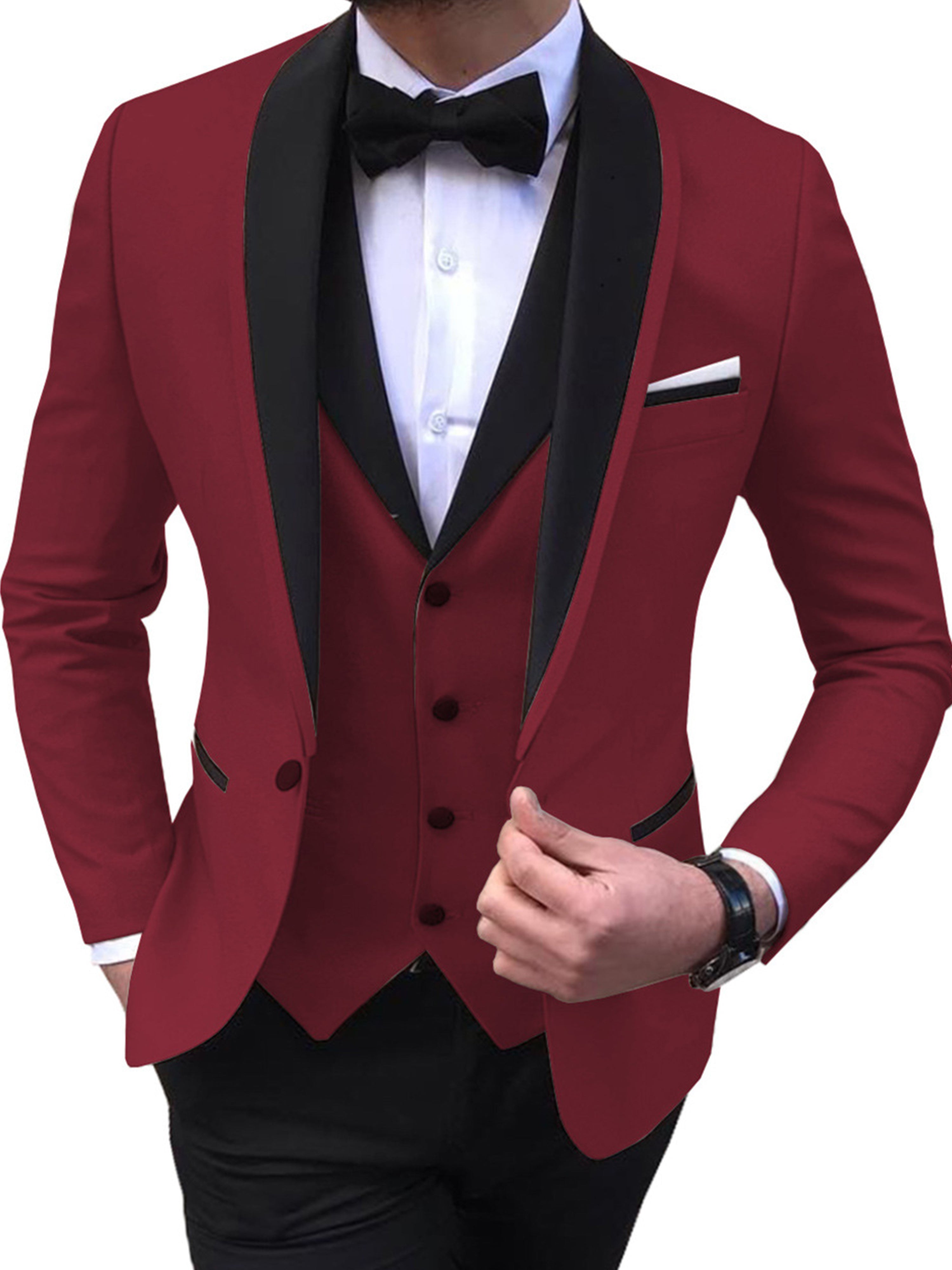 Herren Business Blazer 3 Stück Slim Fit Revers Classic Hochzeit Anzüge