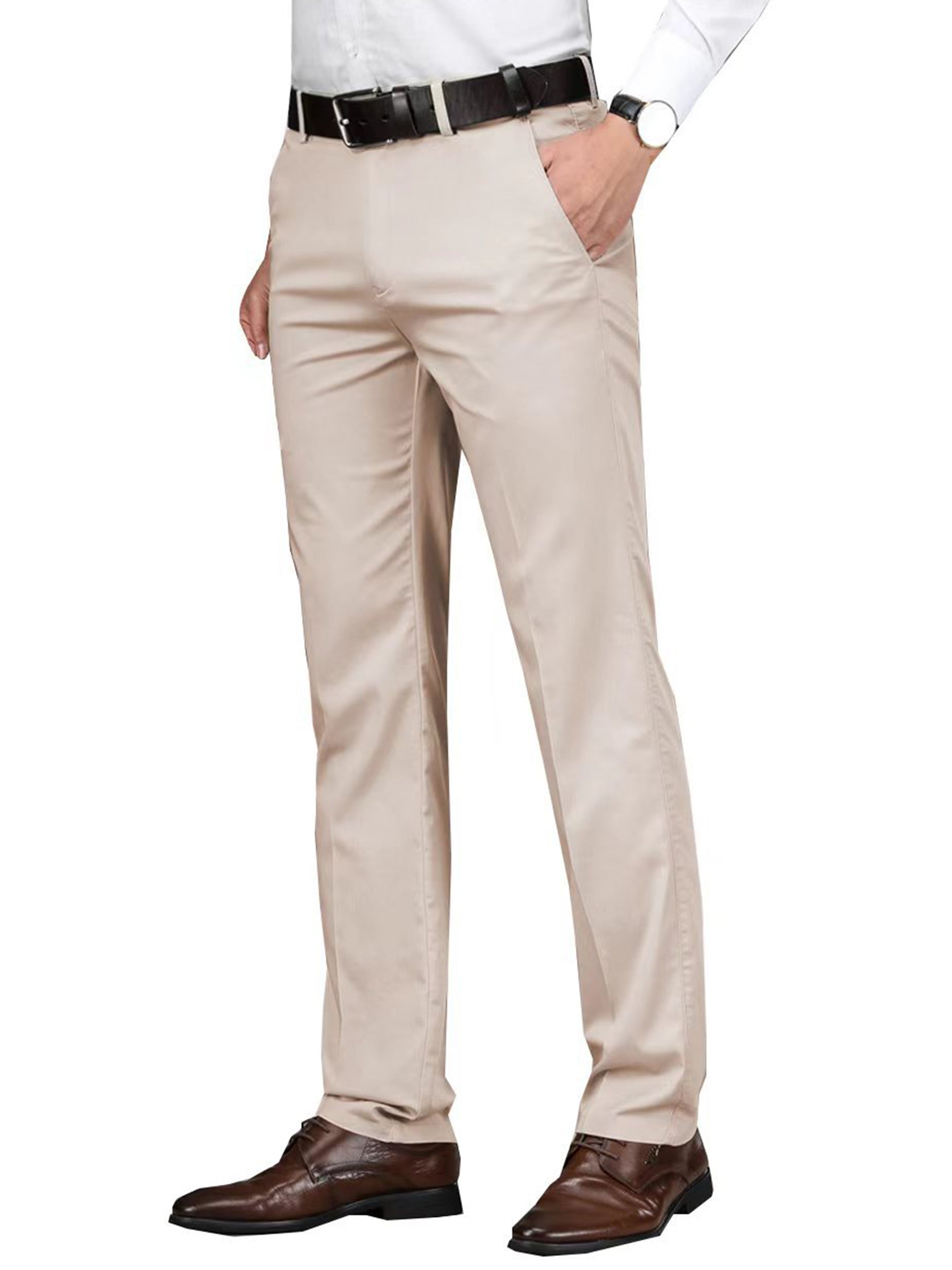 Elfenbein Herren Business Casual Gerade Schmal Anzughosen