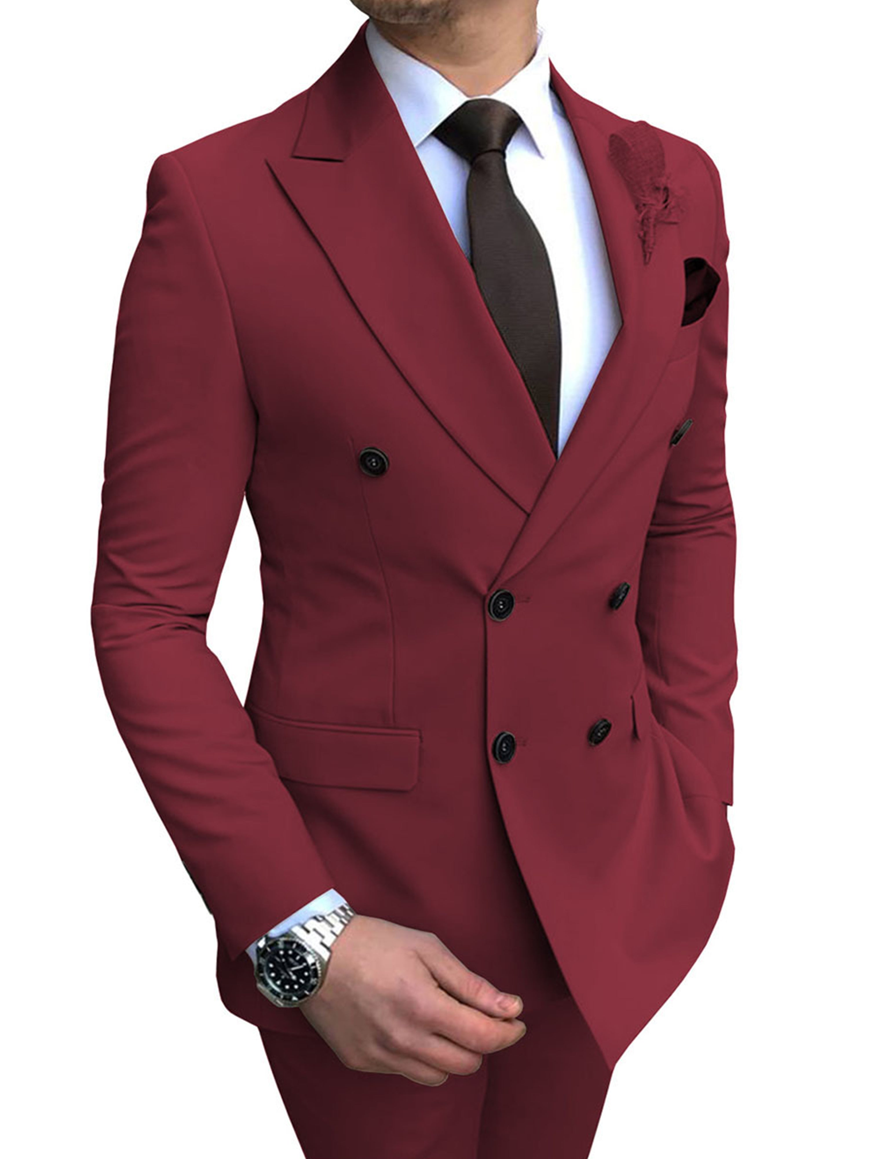 Herren Slim Fit 2 Stück Smokings Business Hochzeit Anzüge