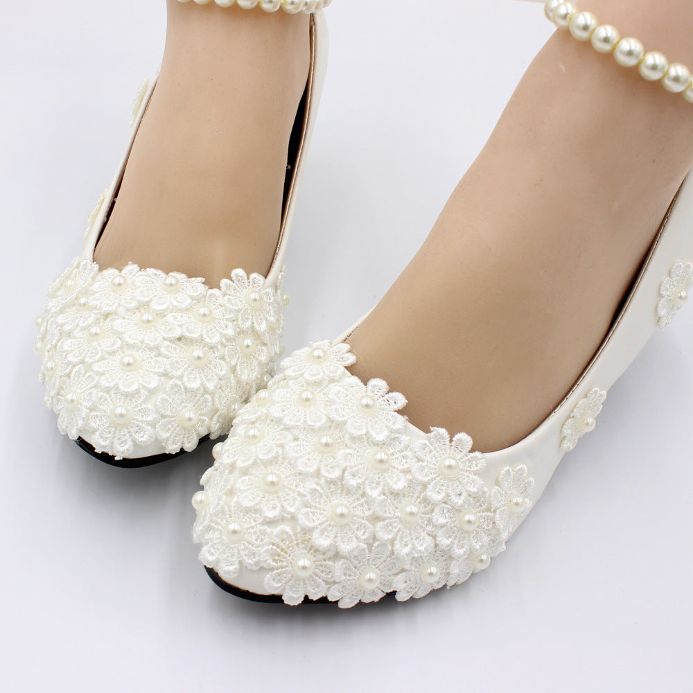 Süße Perle verschönert Blume Cluster Hochzeit Schuhe