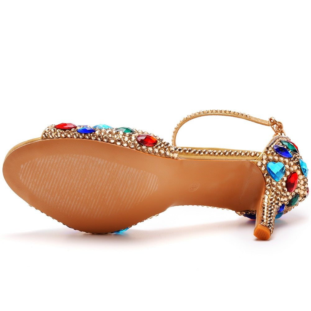 Kristall Strass Peeptoe Knöchelriemen High Heels