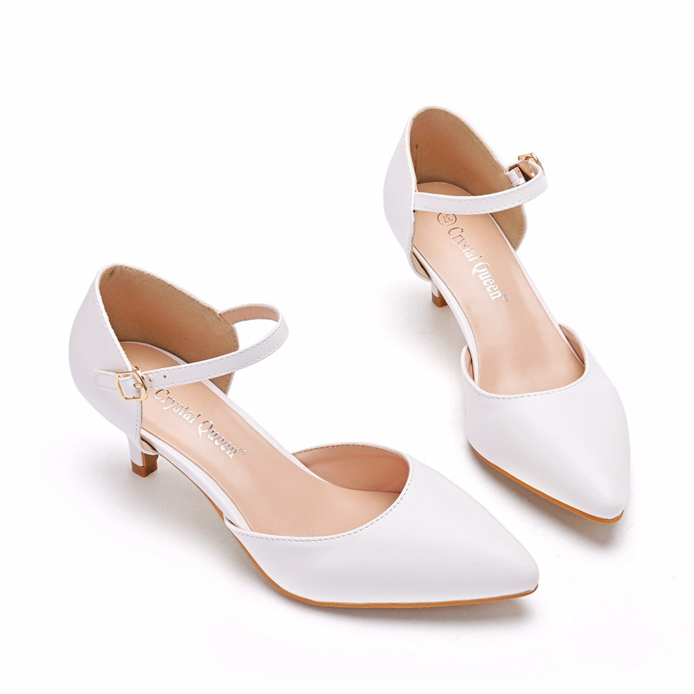 Mid-Heels Sandalen Mit Spitzer Zehenpartie Und Knöchelriemen