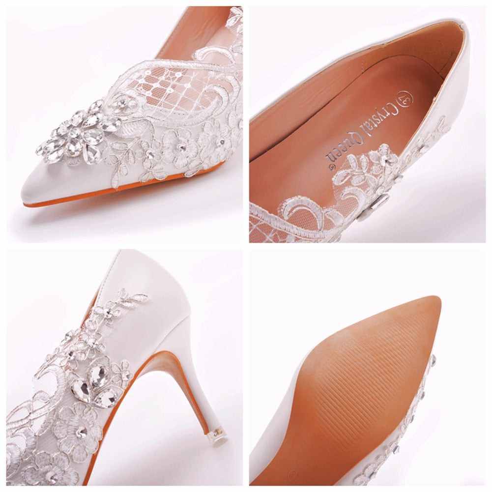Hochzeitsschuhe Für Damen Strass Spitze Stiletto