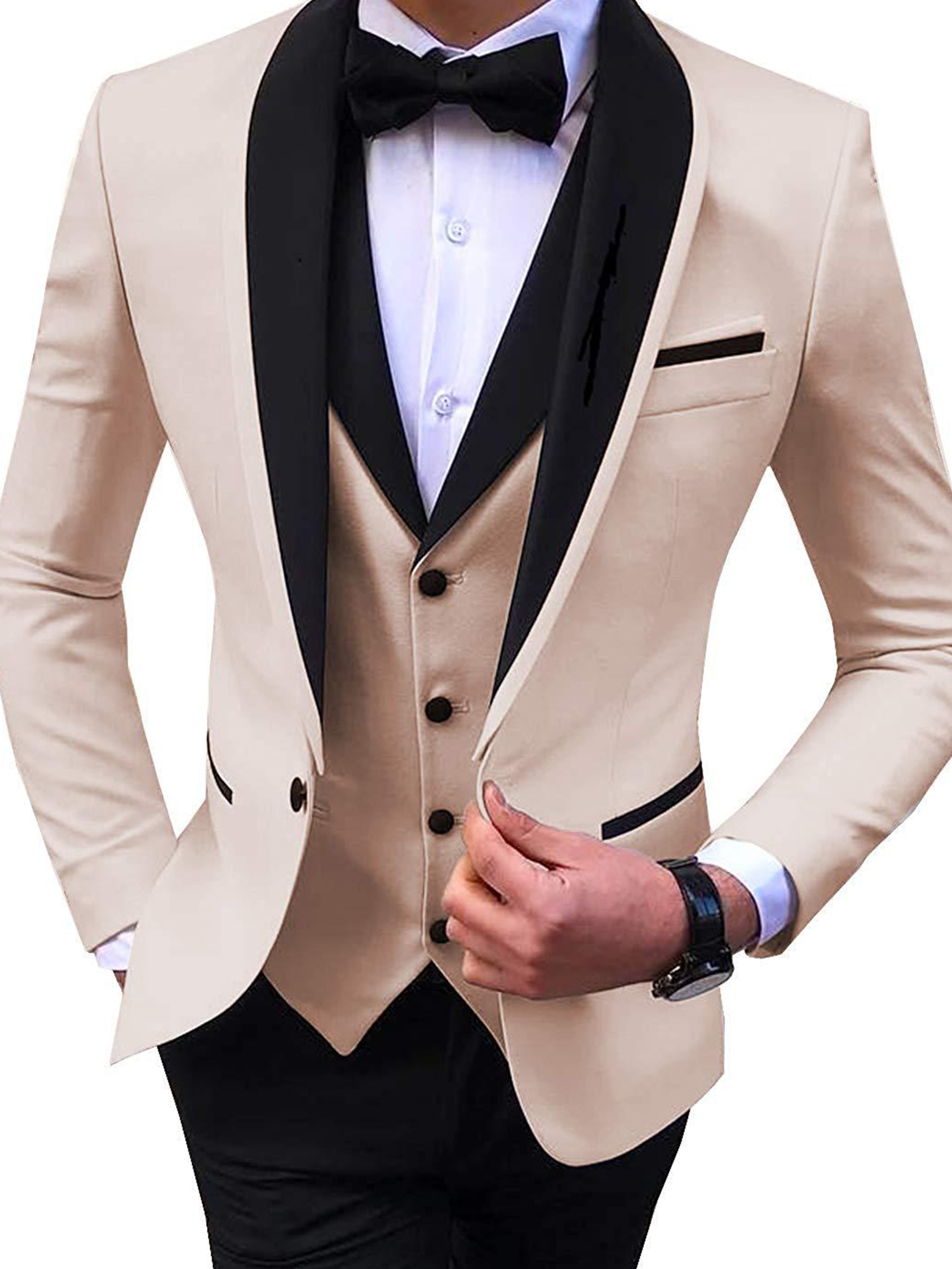 Herren Business Blazer 3 Stück Slim Fit Revers Classic Hochzeit Anzüge