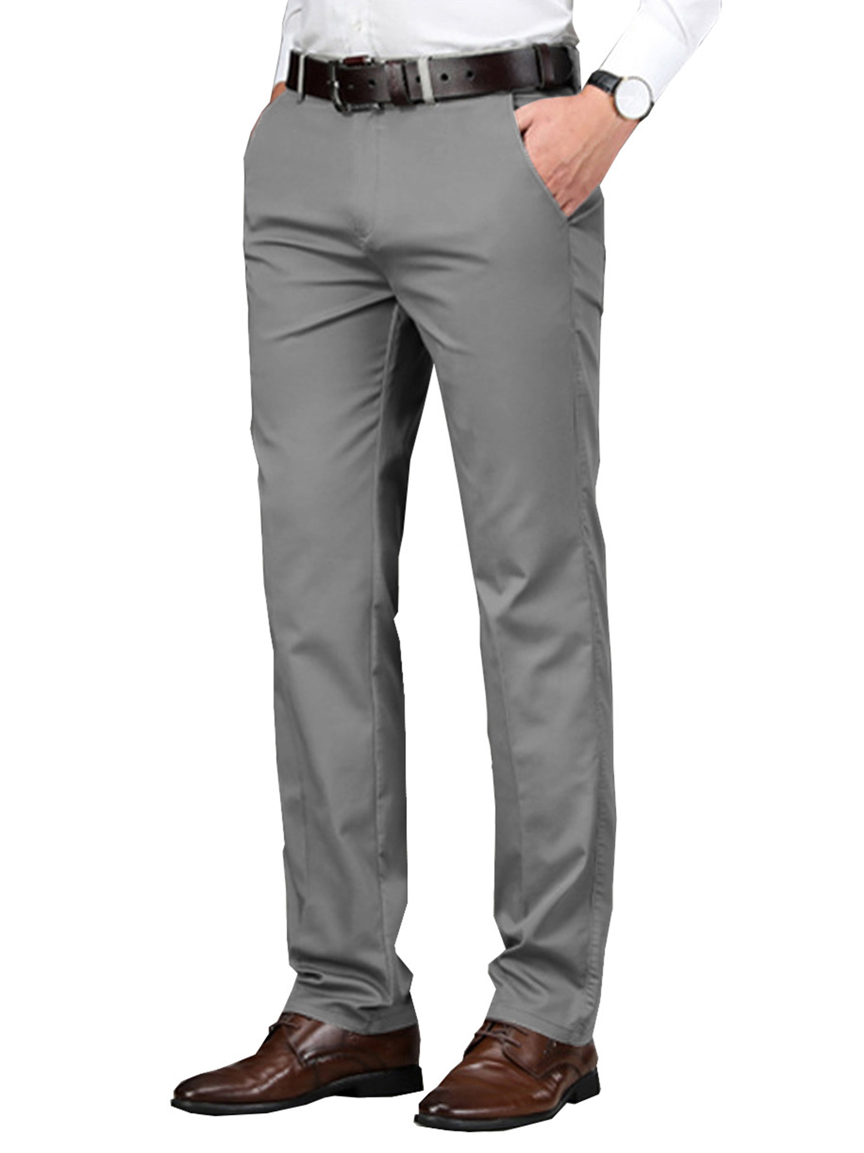 Silber Elfenbein Herren Business Casual Gerade Schmal Anzughosen