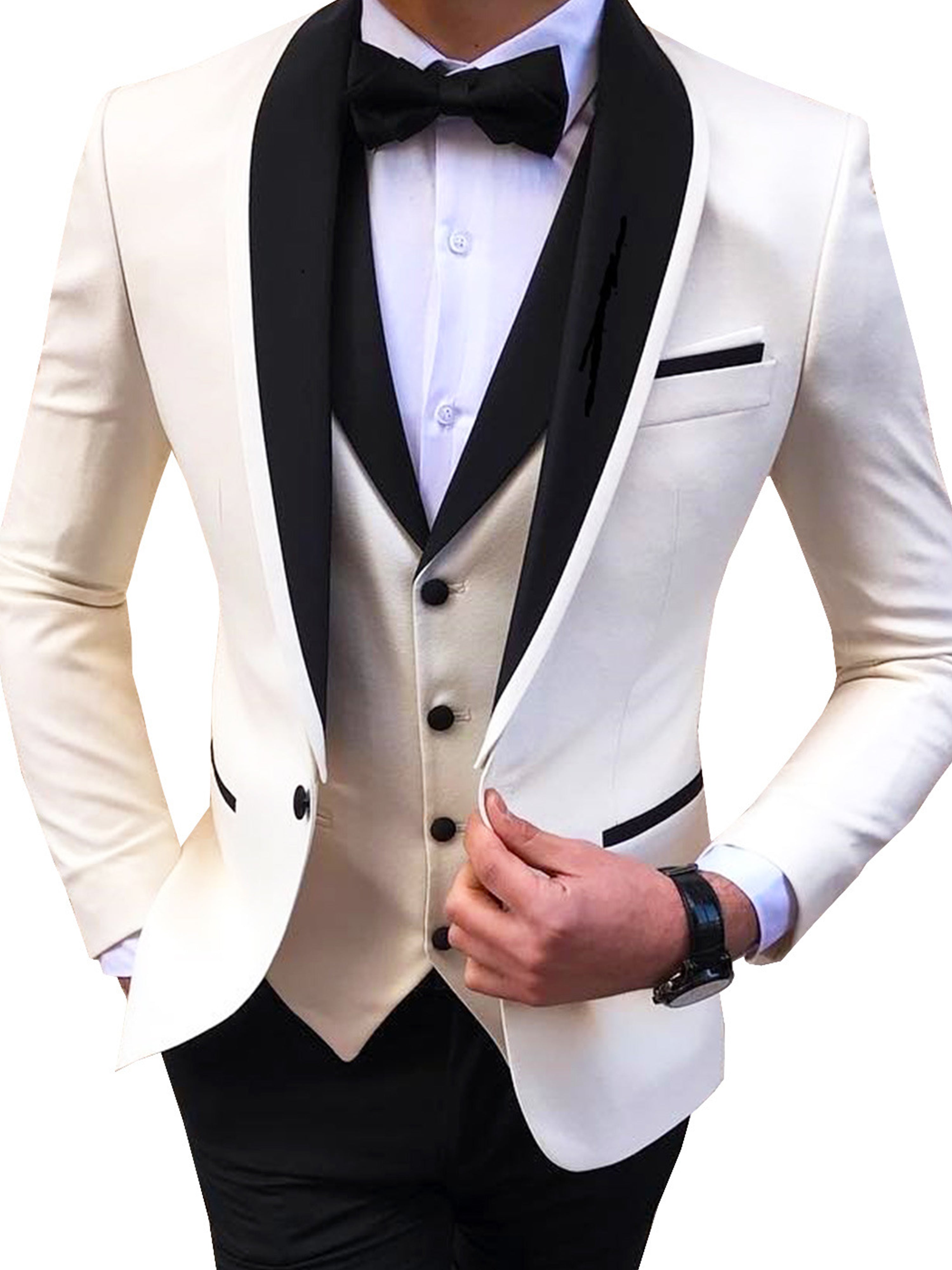 Herren Business Blazer 3 Stück Slim Fit Revers Classic Hochzeit Anzüge