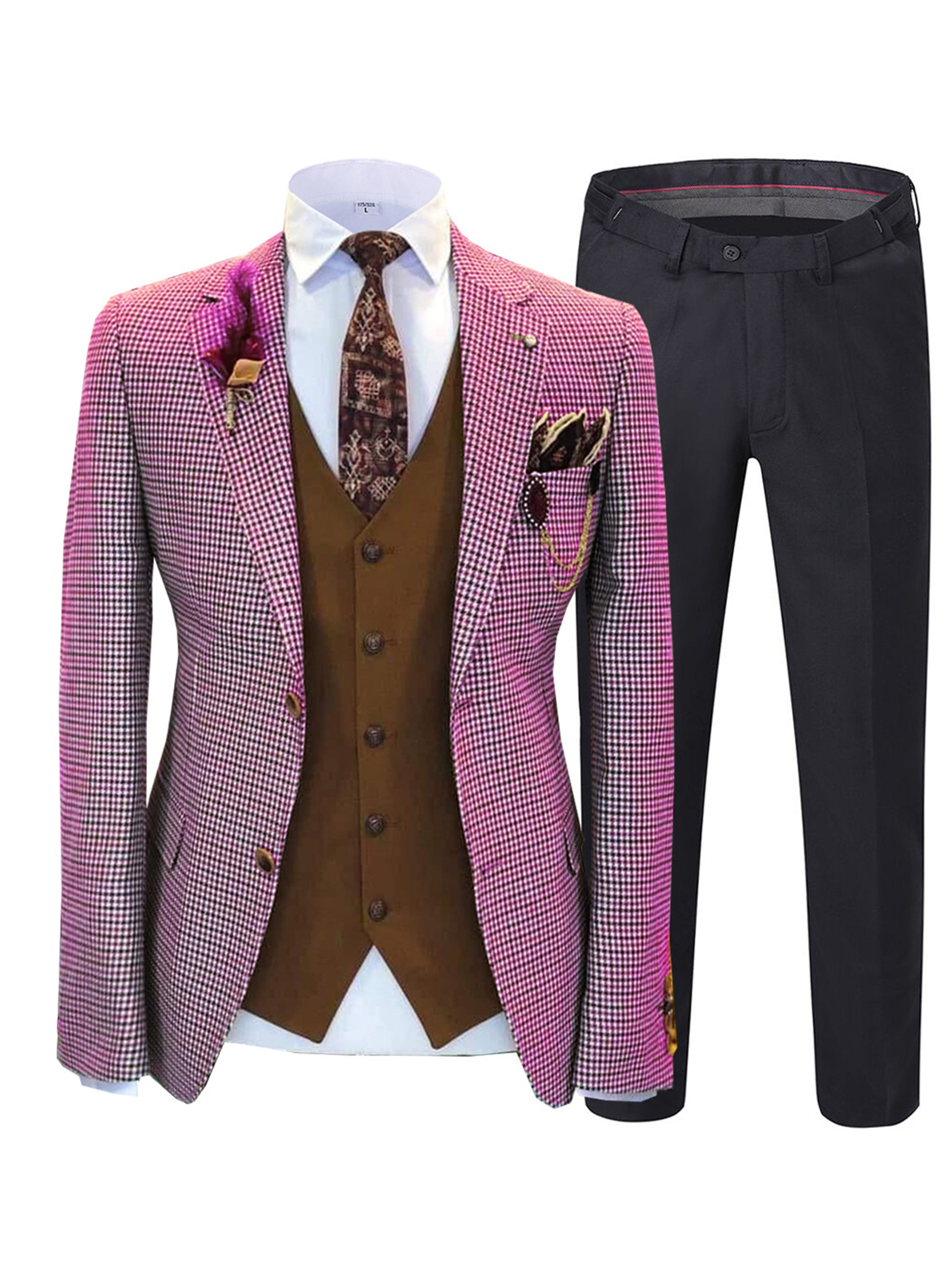 Karo Tweed Herrenanzug 3 Stück Herrenanzüge