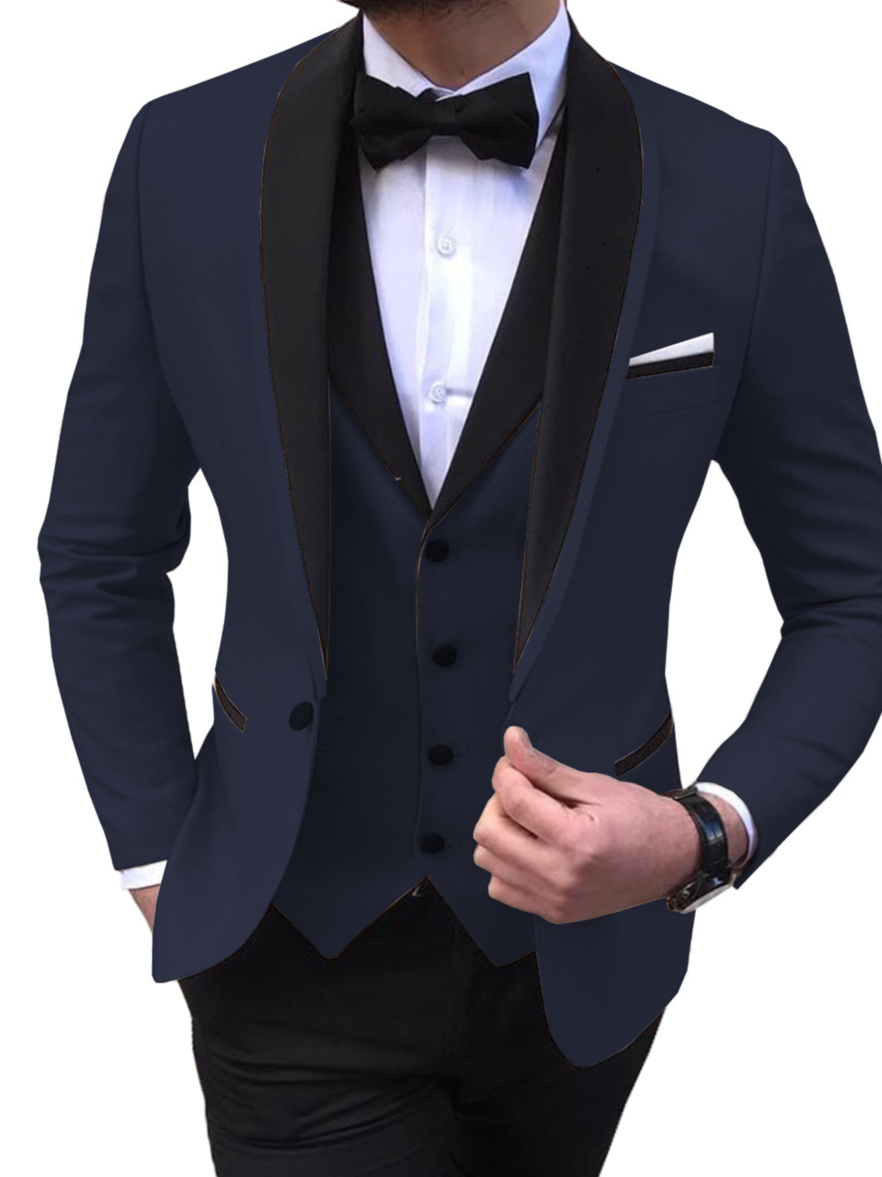 Herren Business Blazer 3 Stück Slim Fit Revers Classic Hochzeit Anzüge