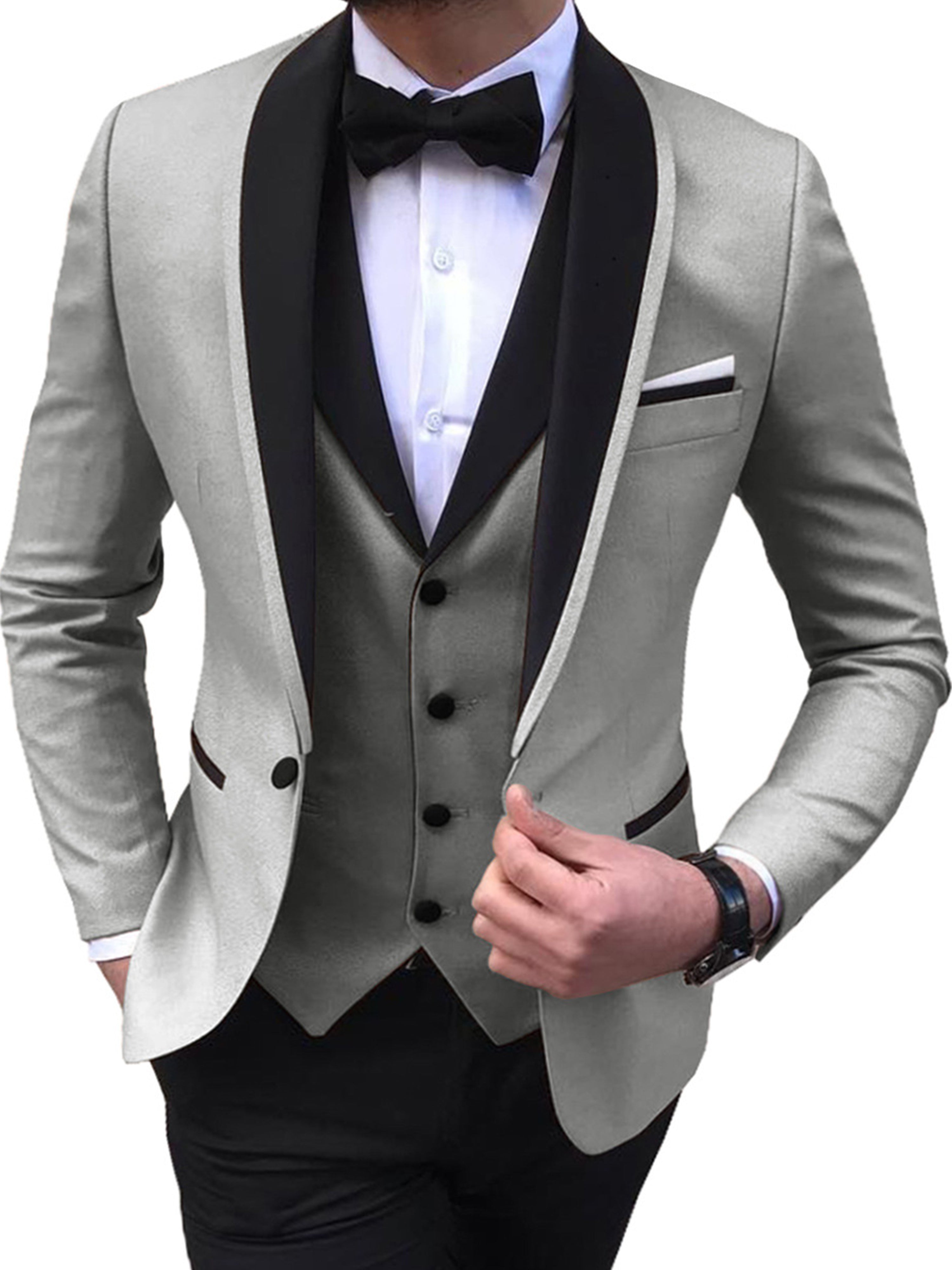 Herren Business Blazer 3 Stück Slim Fit Revers Classic Hochzeit Anzüge