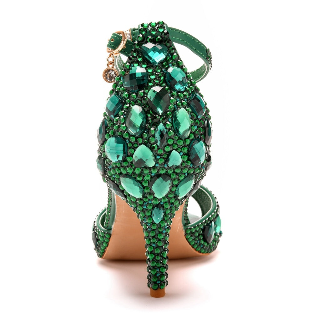 Kristall Strass Peeptoe Knöchelriemen High Heels