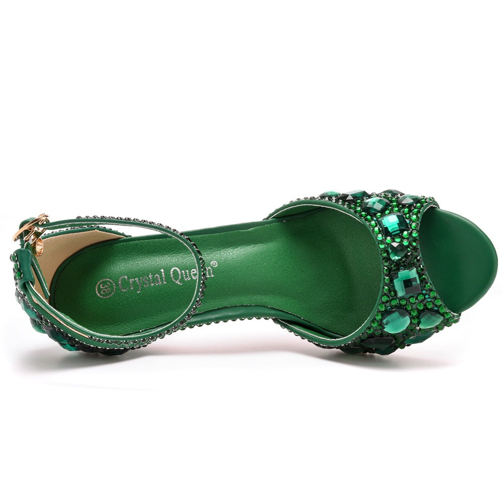 Kristall Strass Peeptoe Knöchelriemen High Heels