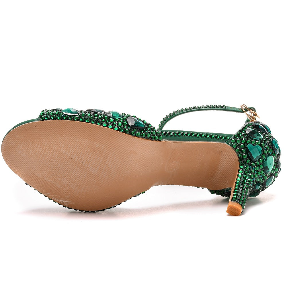 Kristall Strass Peeptoe Knöchelriemen High Heels