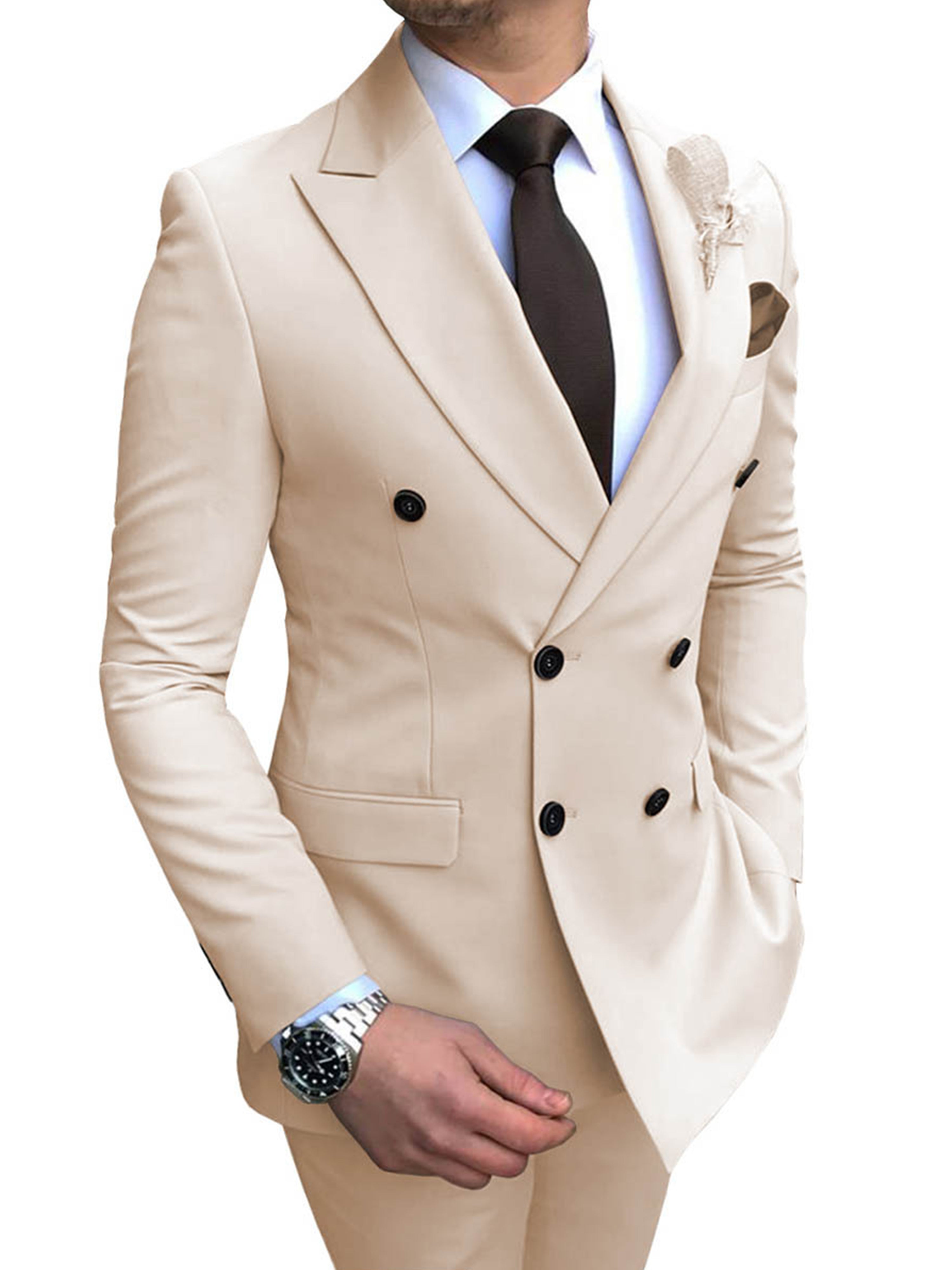 Herren Slim Fit 2 Stück Smokings Business Hochzeit Anzüge