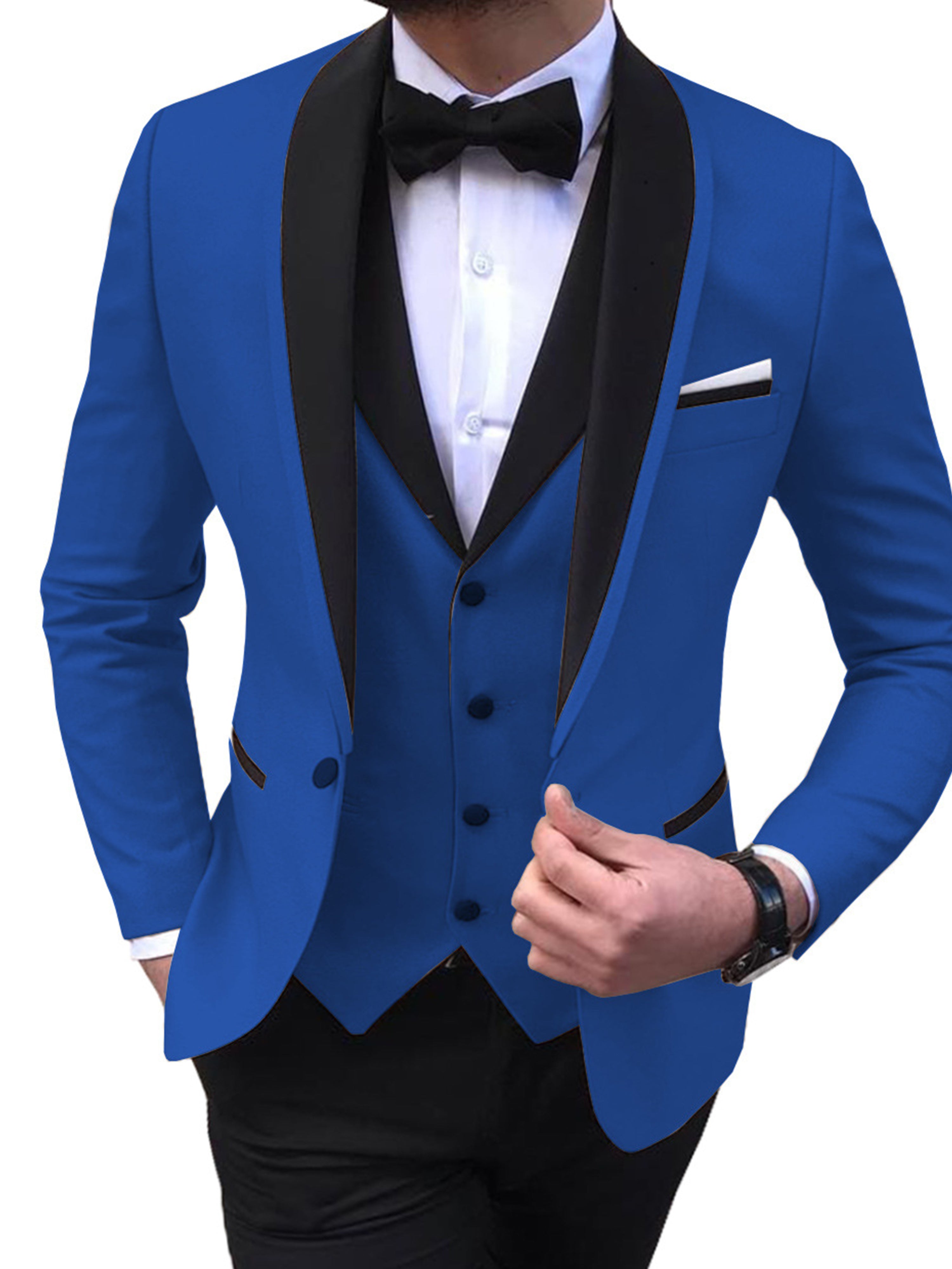 Herren Business Blazer 3 Stück Slim Fit Revers Classic Hochzeit Anzüge