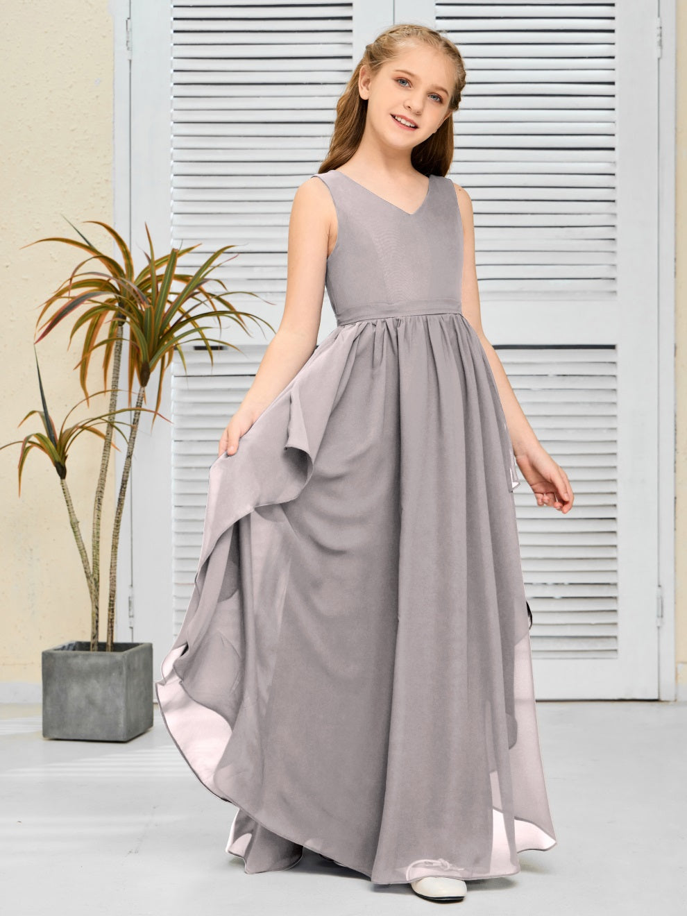 Fantastisches Chiffon Junior-Brautjungfernkleid