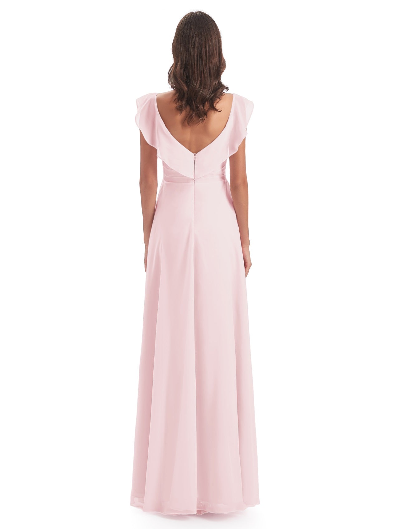 Courtney Etui-Säule Bodenlange V-Ausschnitt Chiffon Lange Brautjungfernkleider