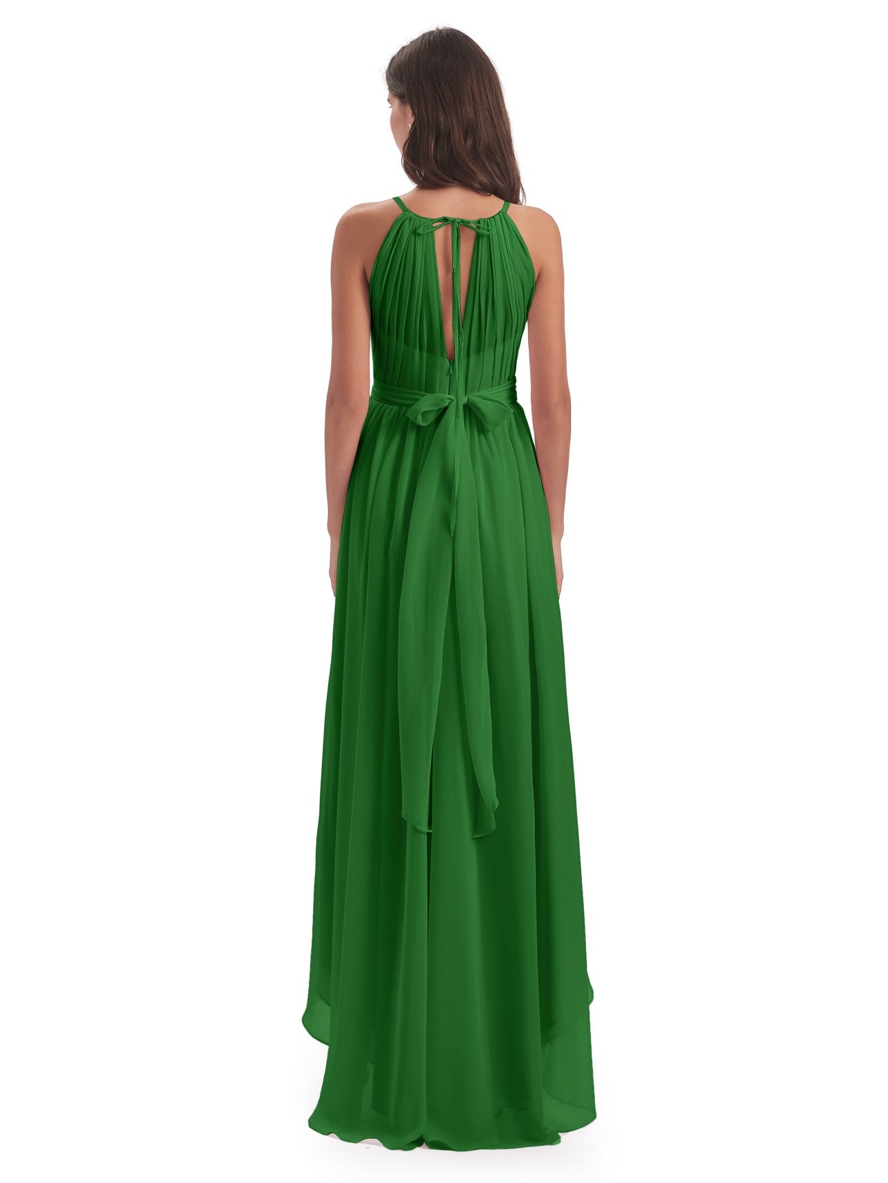 Oaklee Asymmetrische High-Low Nackenträger Chiffon Brautjungfernkleider