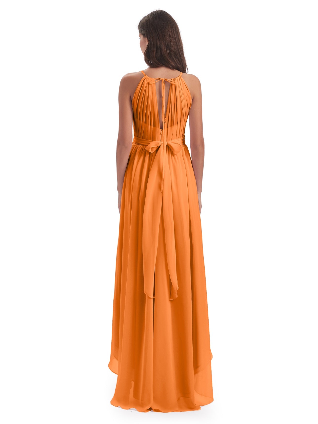 Oaklee Asymmetrische High-Low Nackenträger Chiffon Brautjungfernkleider