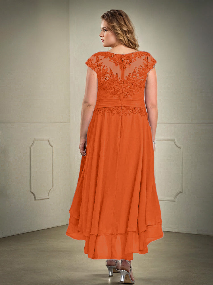Plus Größe hoch niedrig Spitze Appliques Chiffon Mutter der Braut Kleid