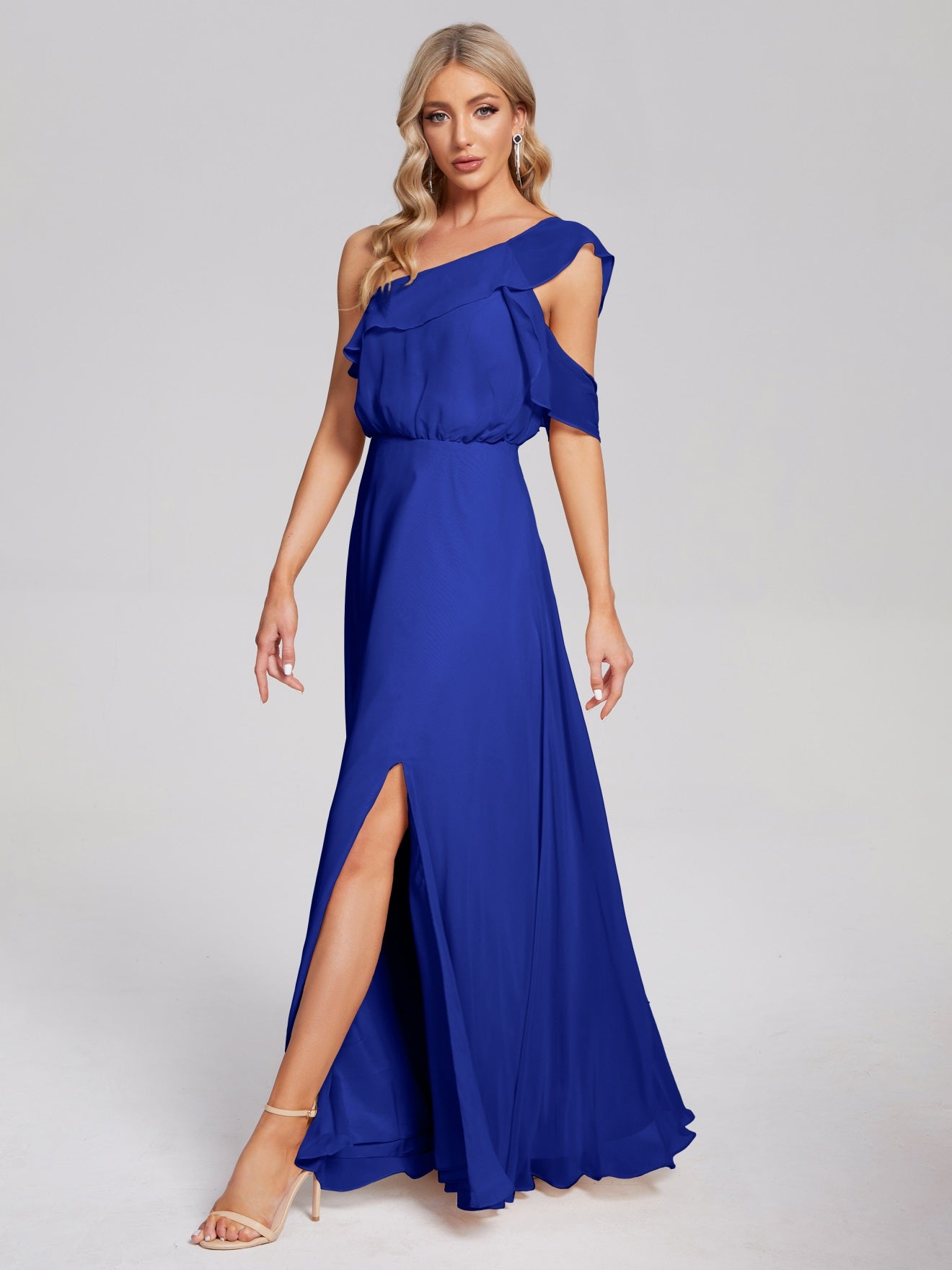 Paislee One-Shoulder-Träger Chiffon Brautjungfernkleider Mit Rüschen