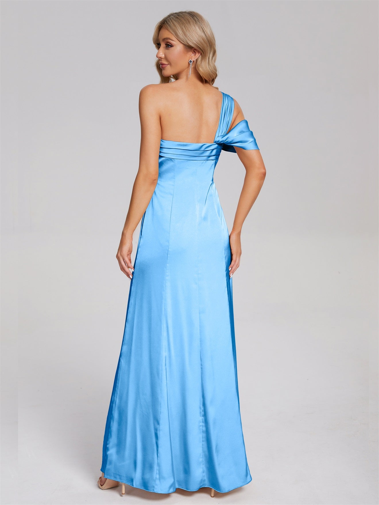 Raelyn One-Shoulder-Träger Geschlitzt Satin Weiches Satin Brautjungfernkleider