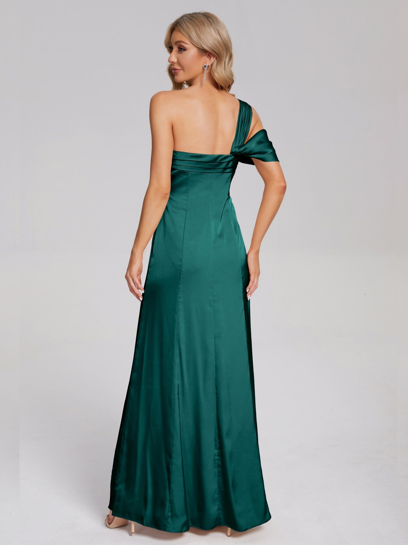 Raelyn One-Shoulder-Träger Geschlitzt Satin Weiches Satin Brautjungfernkleider