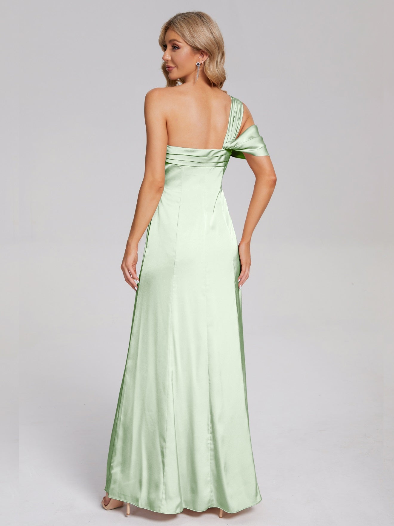 Raelyn One-Shoulder-Träger Geschlitzt Satin Weiches Satin Brautjungfernkleider