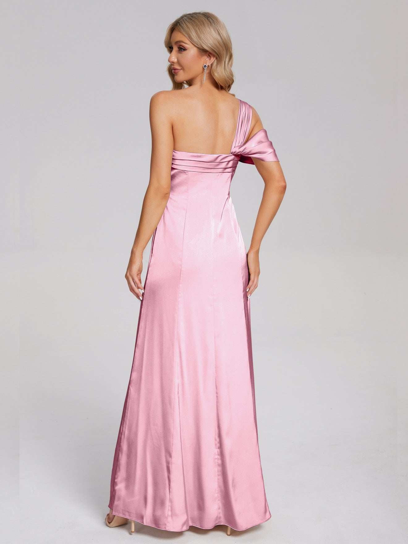 Raelyn One-Shoulder-Träger Geschlitzt Satin Weiches Satin Brautjungfernkleider