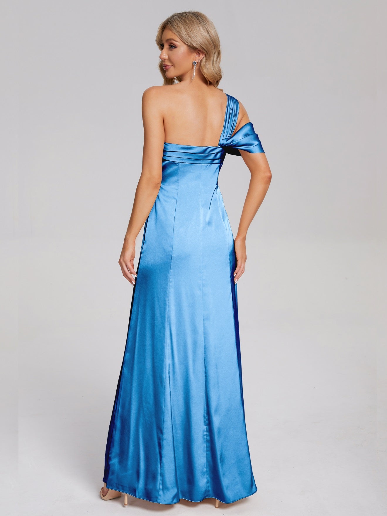 Raelyn One-Shoulder-Träger Geschlitzt Satin Weiches Satin Brautjungfernkleider