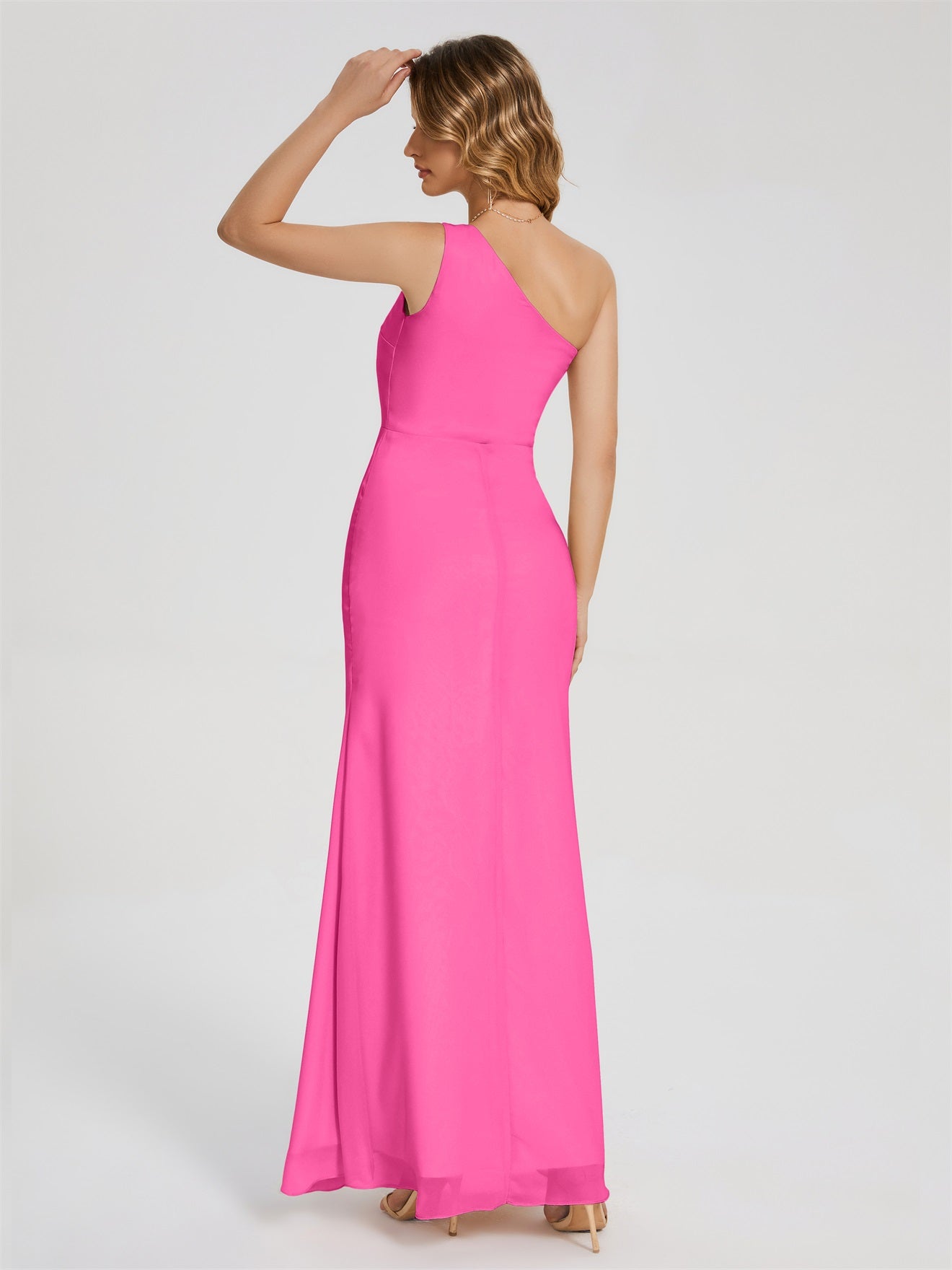 River Simple One-Shoulder-Träger Geschlitzt Chiffon Brautjungfernkleider