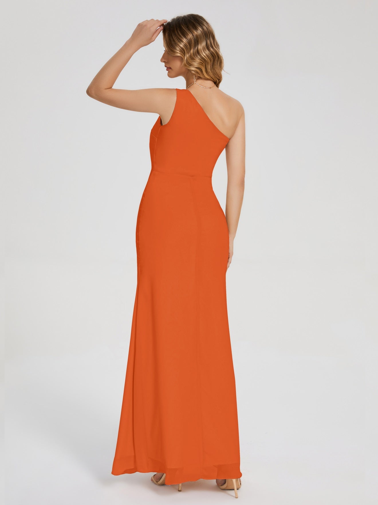 River Simple One-Shoulder-Träger Geschlitzt Chiffon Brautjungfernkleider