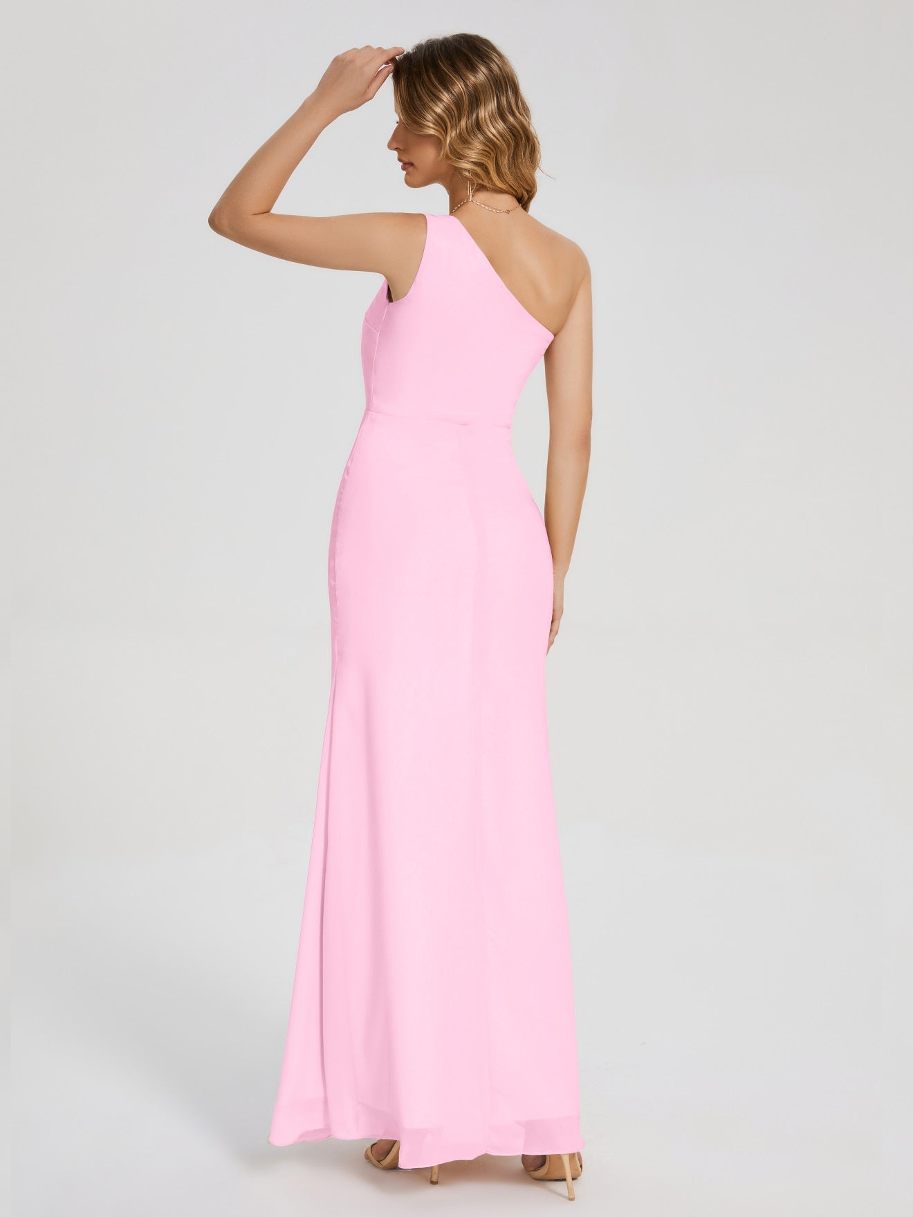 River Simple One-Shoulder-Träger Geschlitzt Chiffon Brautjungfernkleider