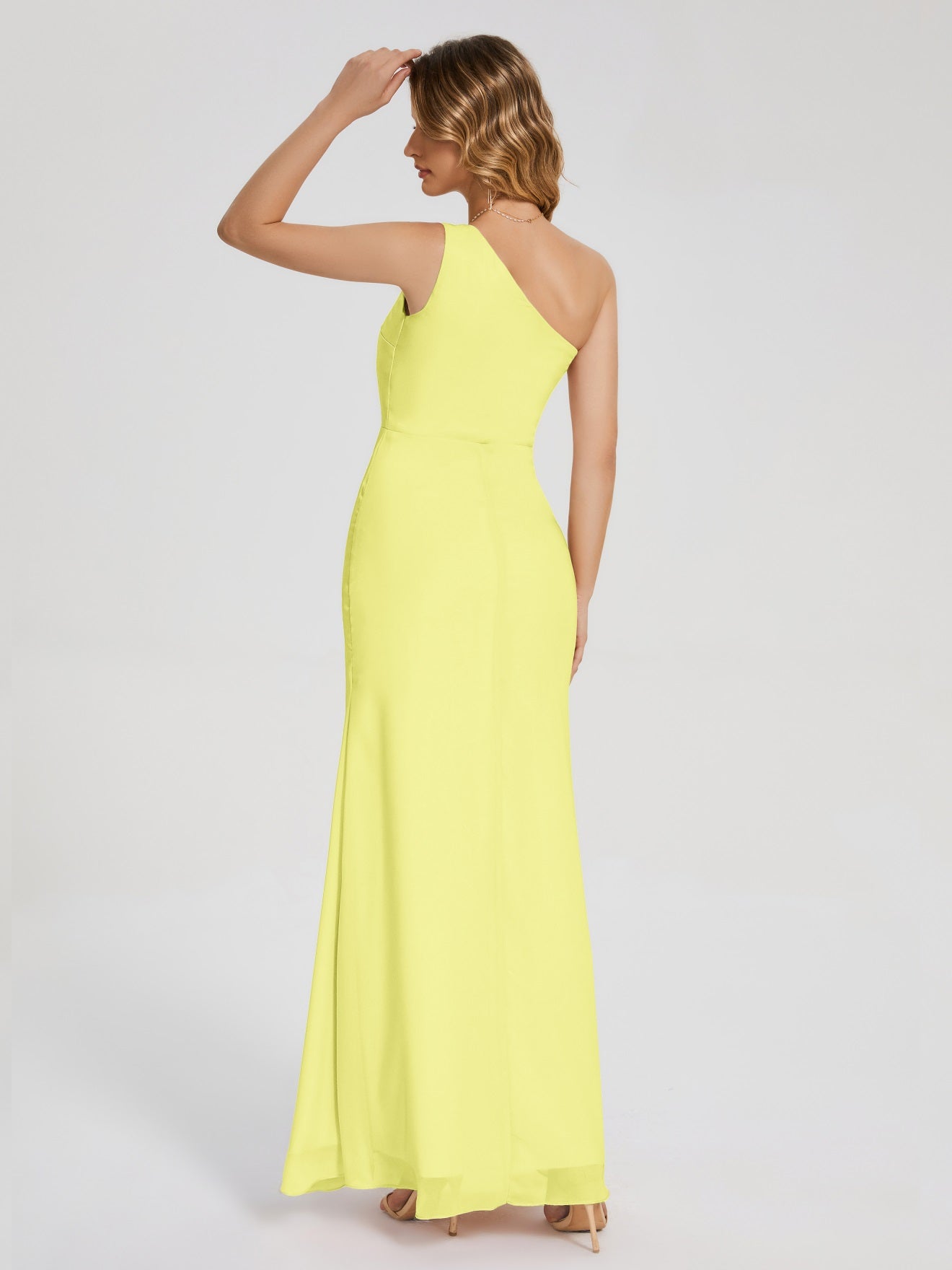 River Simple One-Shoulder-Träger Geschlitzt Chiffon Brautjungfernkleider