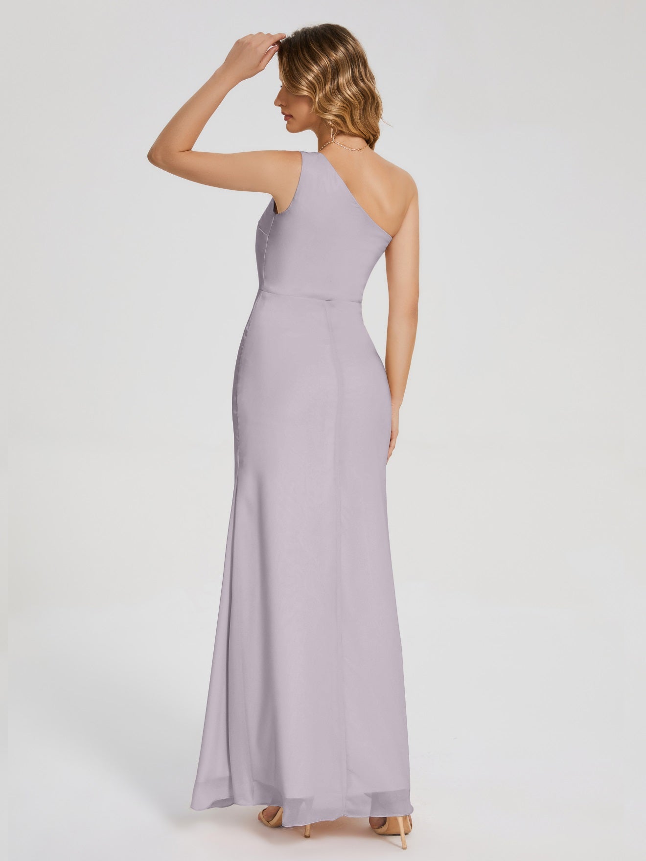 River Simple One-Shoulder-Träger Geschlitzt Chiffon Brautjungfernkleider