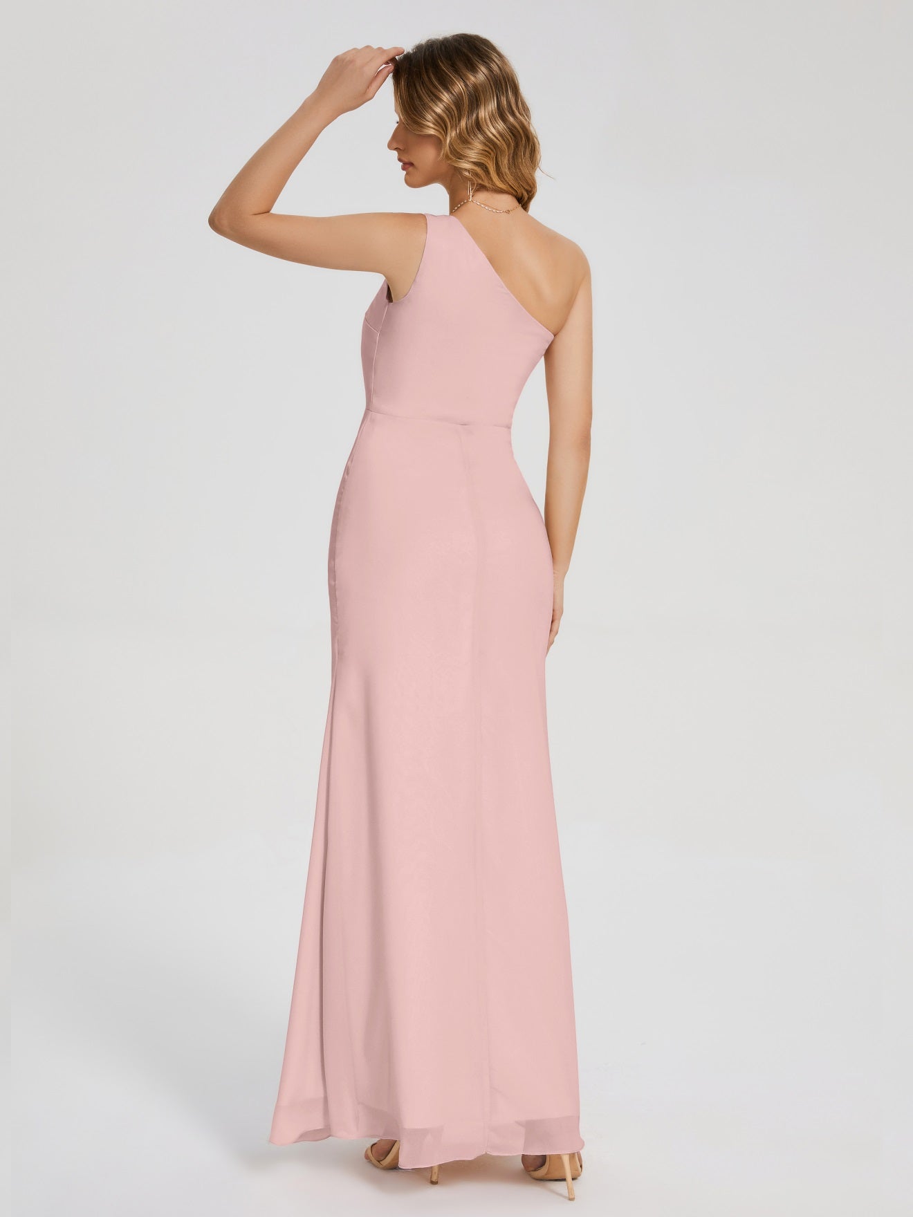 River Simple One-Shoulder-Träger Geschlitzt Chiffon Brautjungfernkleider