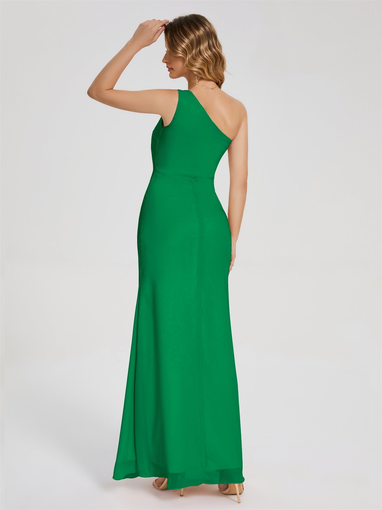 River Simple One-Shoulder-Träger Geschlitzt Chiffon Brautjungfernkleider