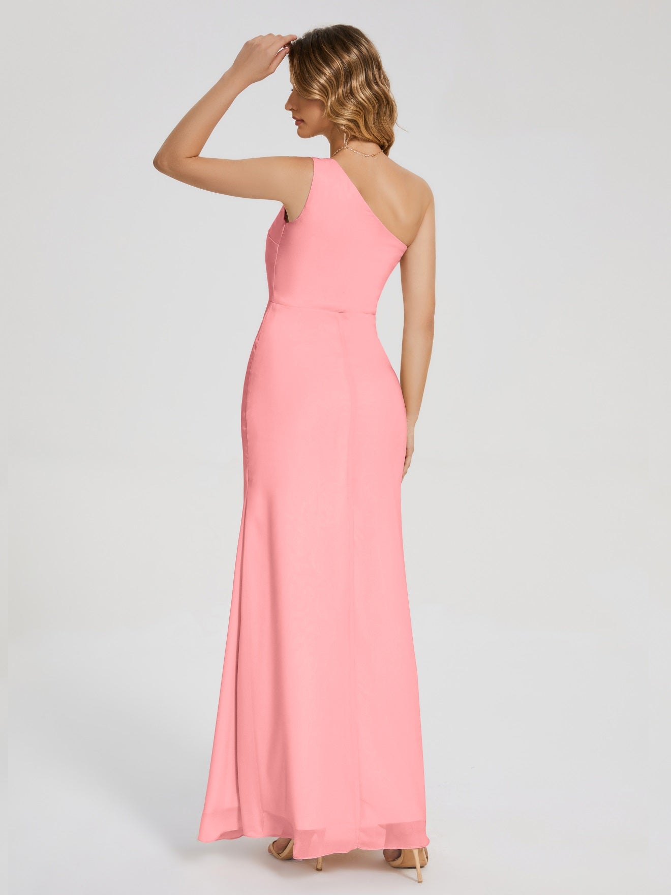 River Simple One-Shoulder-Träger Geschlitzt Chiffon Brautjungfernkleider