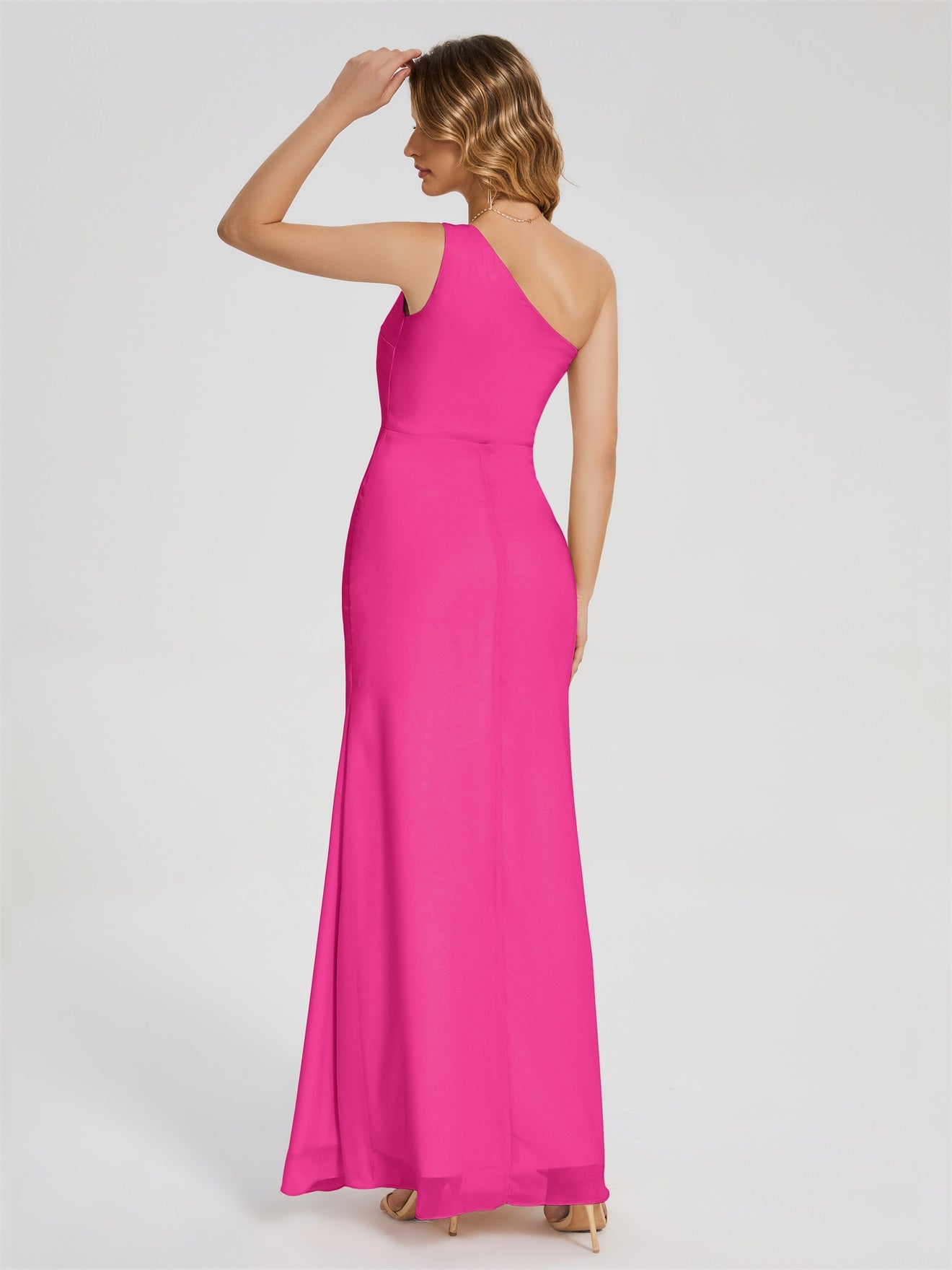 River Simple One-Shoulder-Träger Geschlitzt Chiffon Brautjungfernkleider