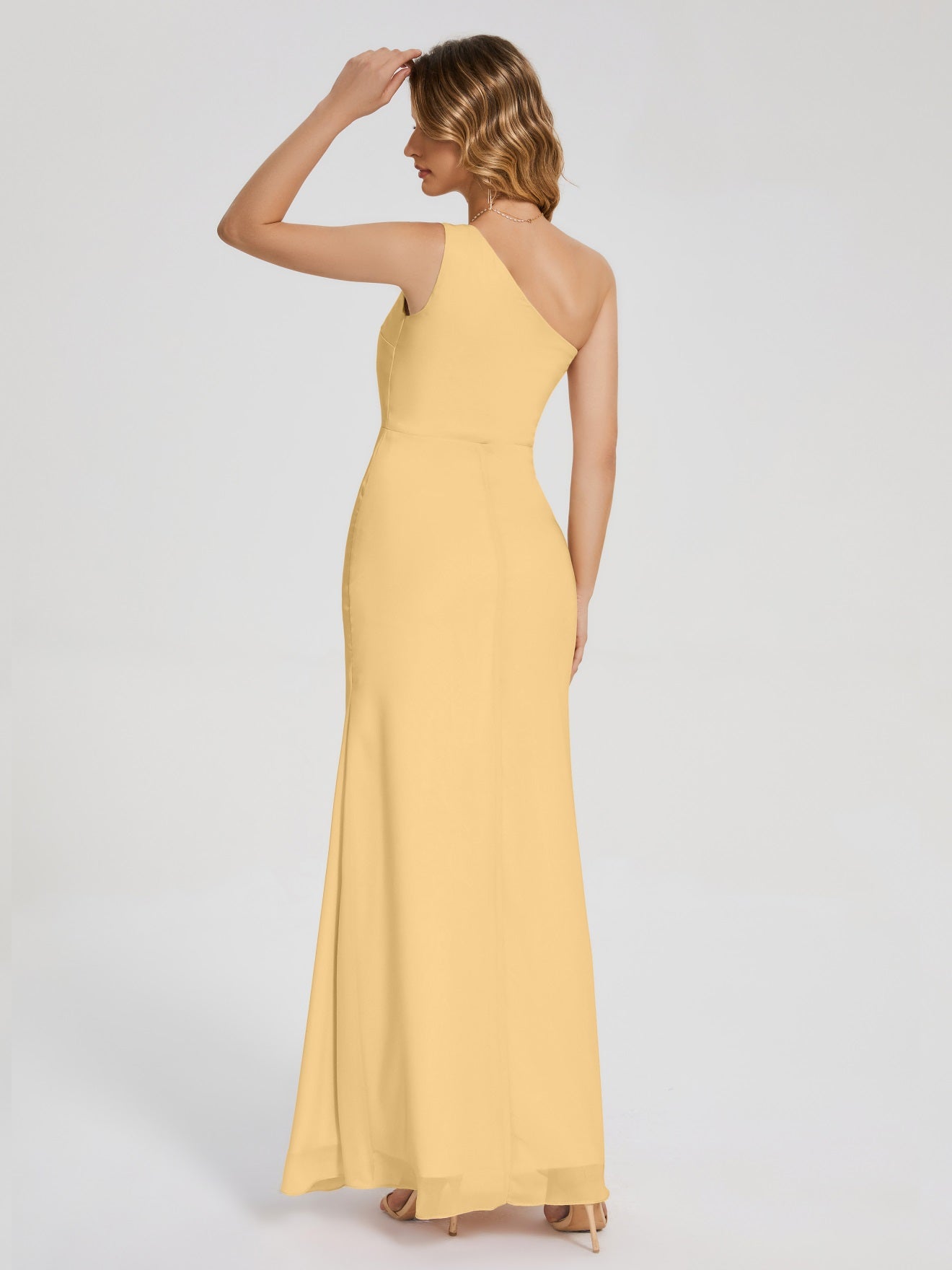 River Simple One-Shoulder-Träger Geschlitzt Chiffon Brautjungfernkleider