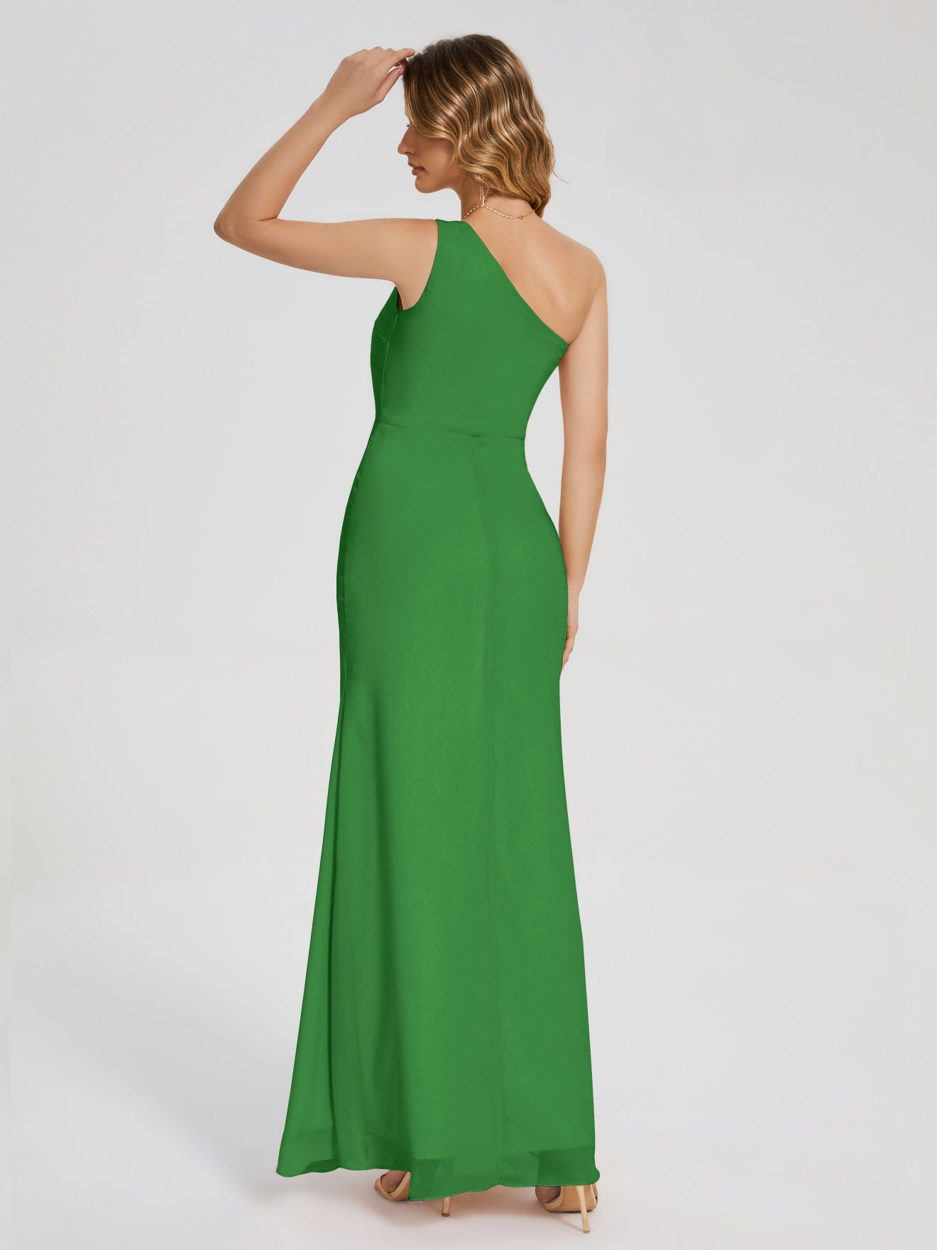 River Simple One-Shoulder-Träger Geschlitzt Chiffon Brautjungfernkleider