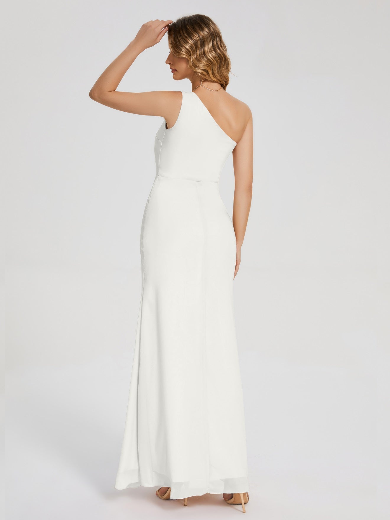 River Simple One-Shoulder-Träger Geschlitzt Chiffon Brautjungfernkleider
