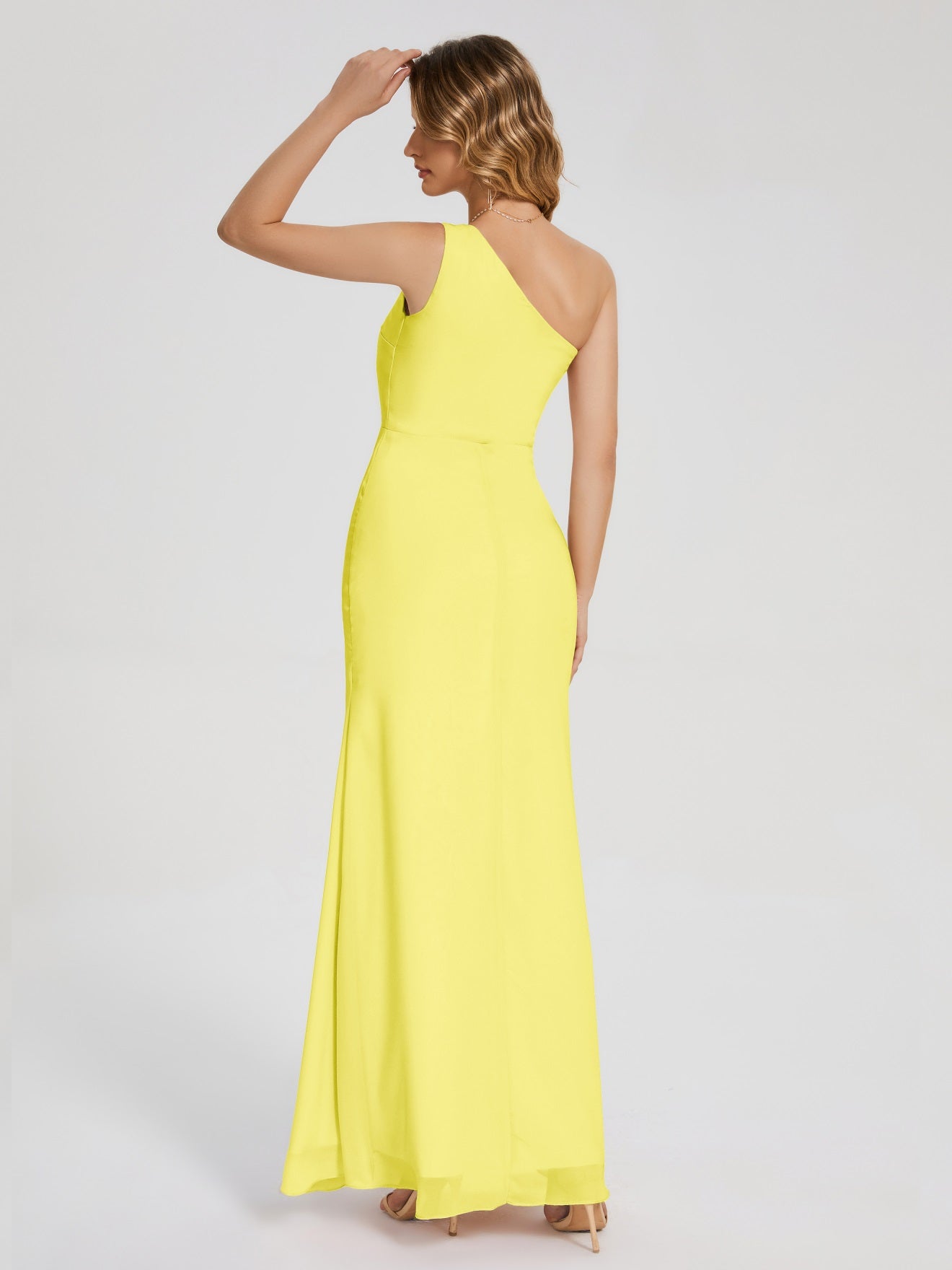 River Simple One-Shoulder-Träger Geschlitzt Chiffon Brautjungfernkleider